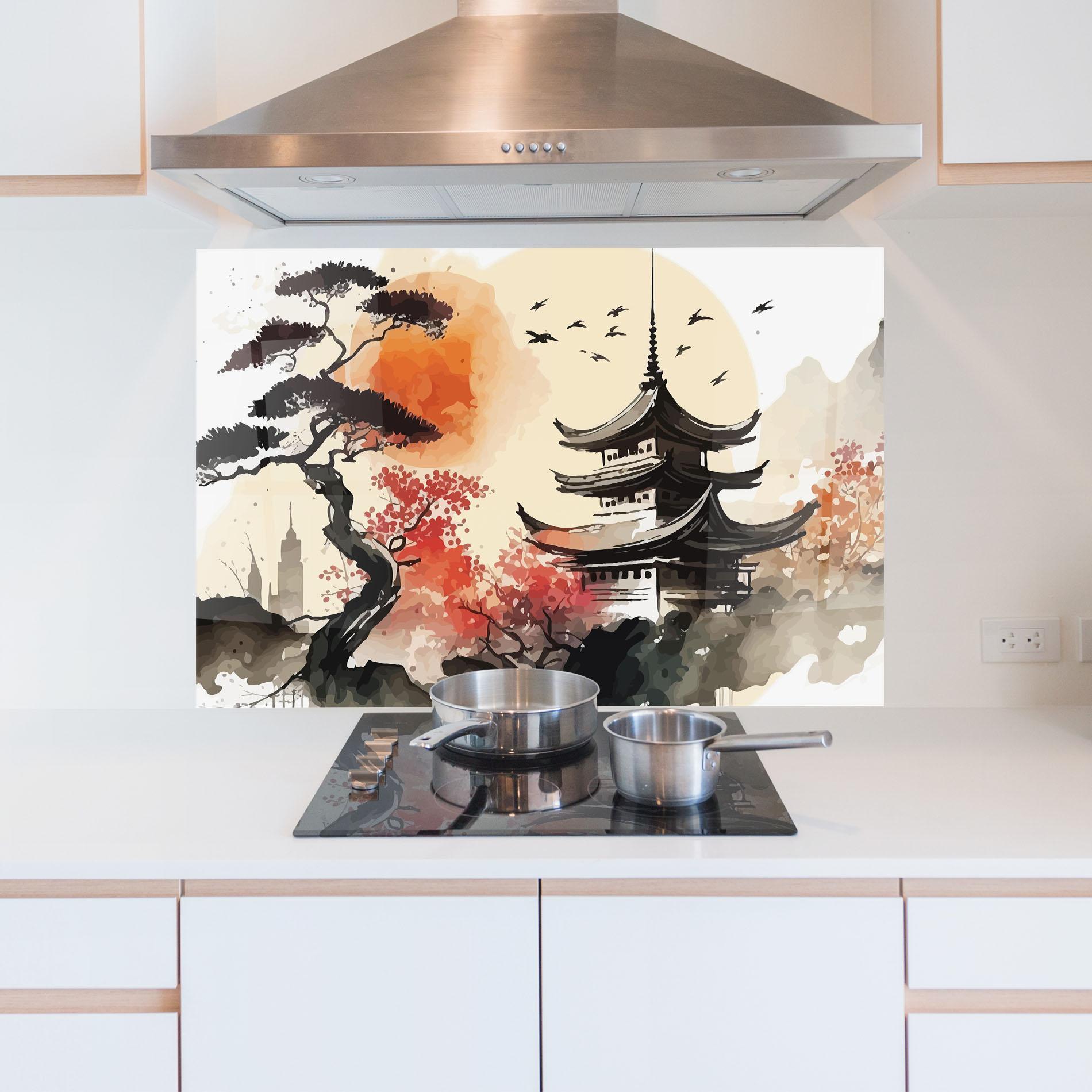 Стъклен панел за кухня Asiatic Beautiful View mockup 5