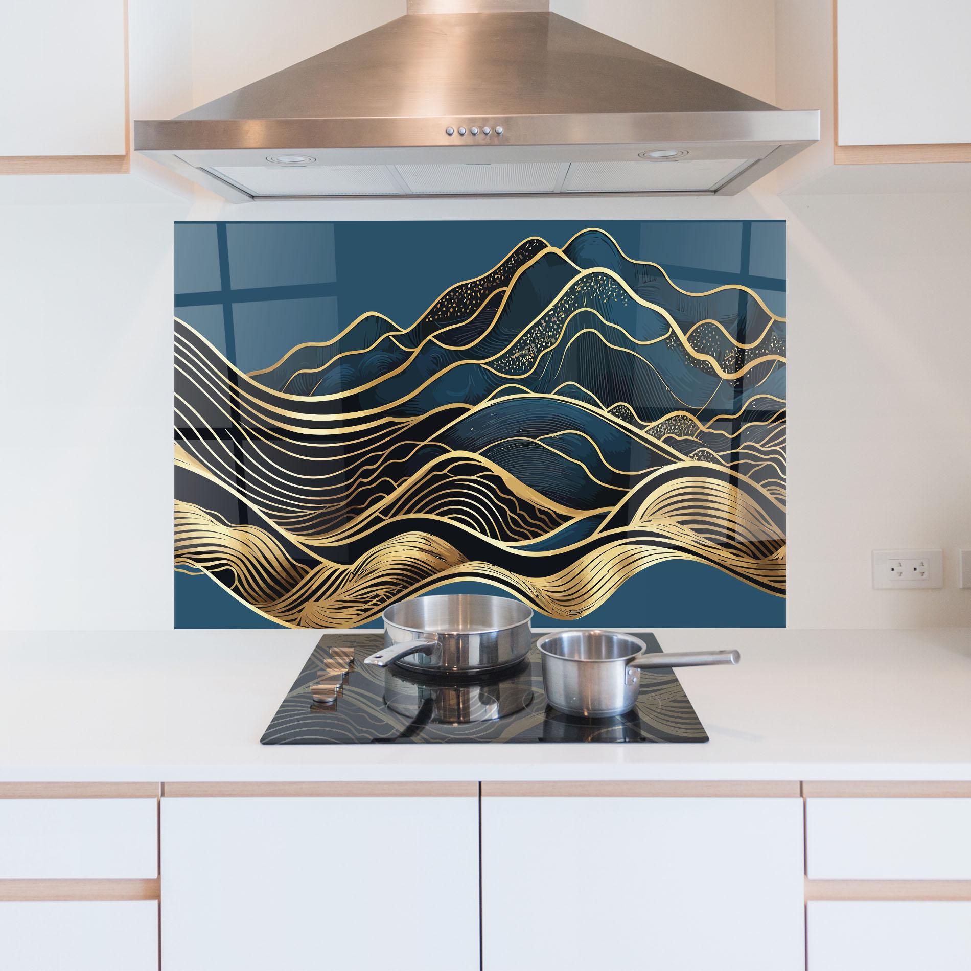 Стъклен панел за кухня Asiatic Blue Wave mockup 5