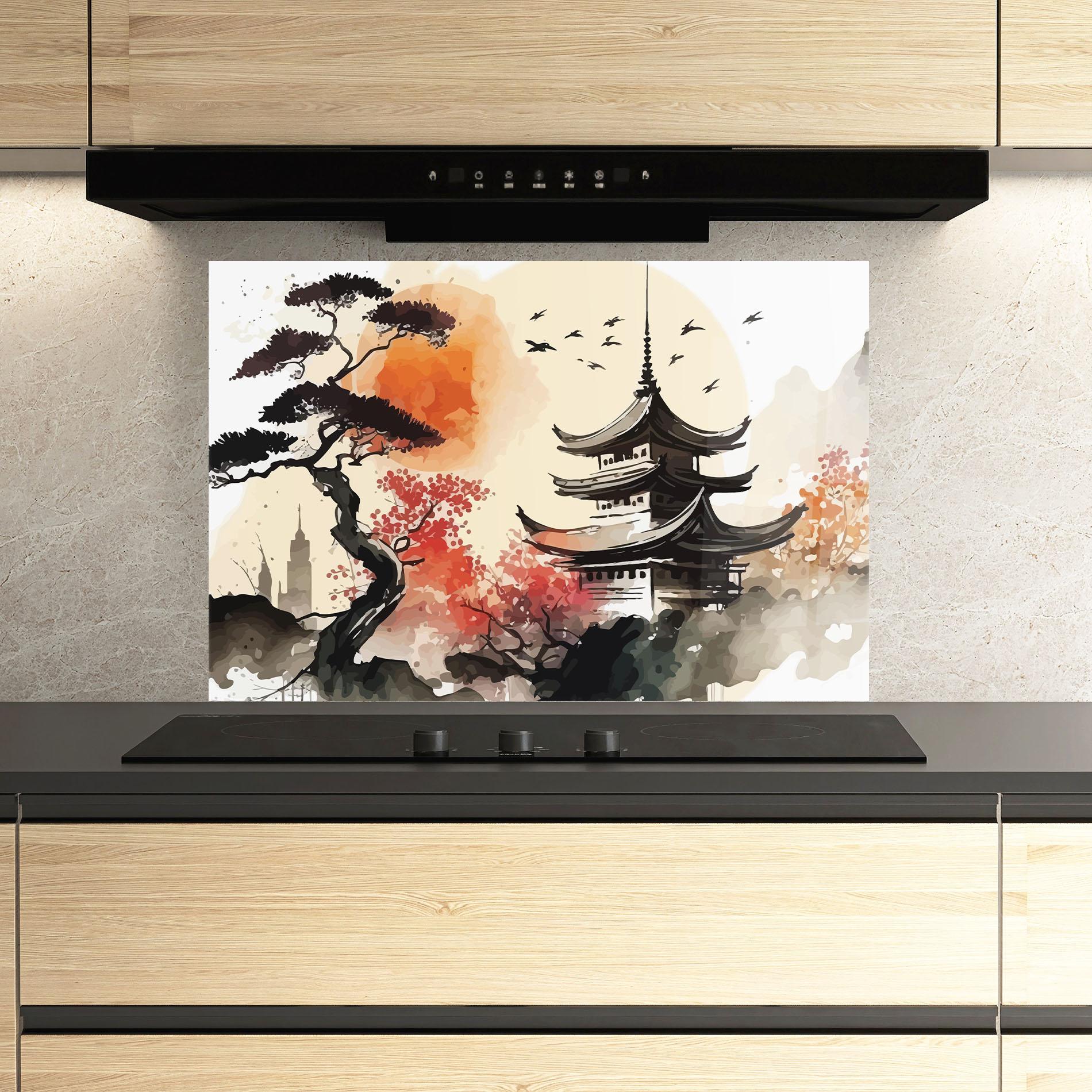 Стъклен панел за кухня Asiatic Beautiful View mockup 3