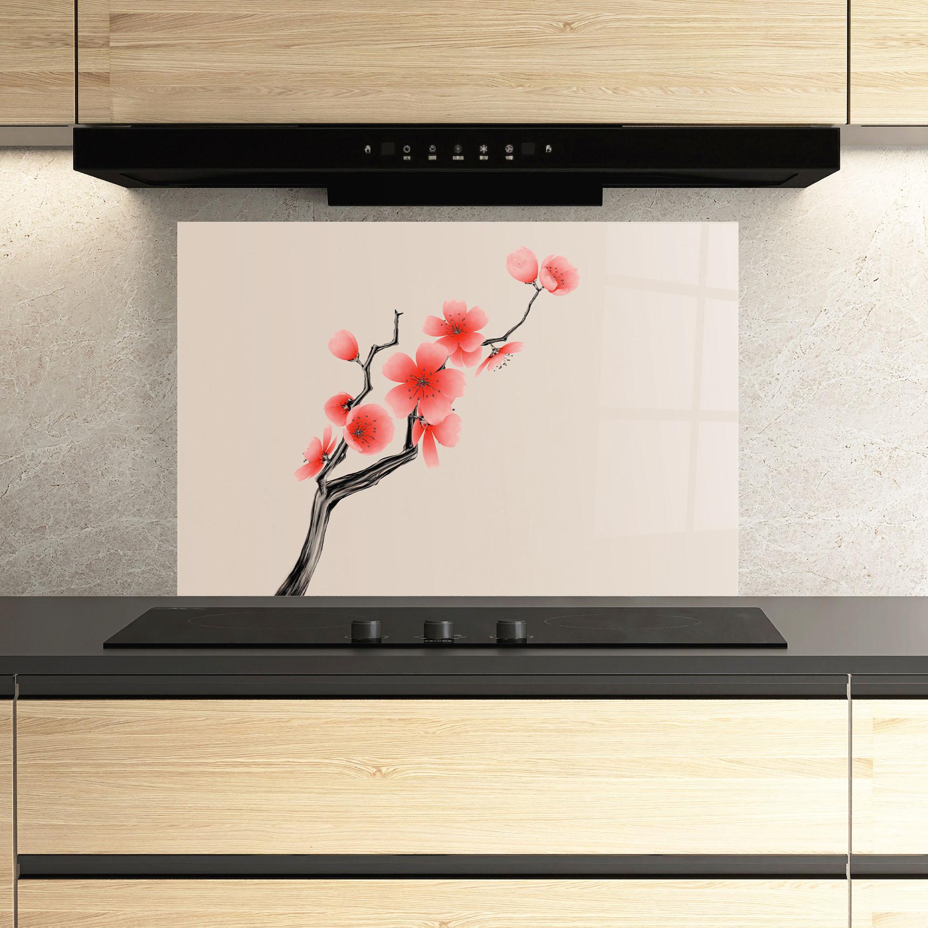 Стъклен панел за кухня Chinese Plum Blossom mockup 3
