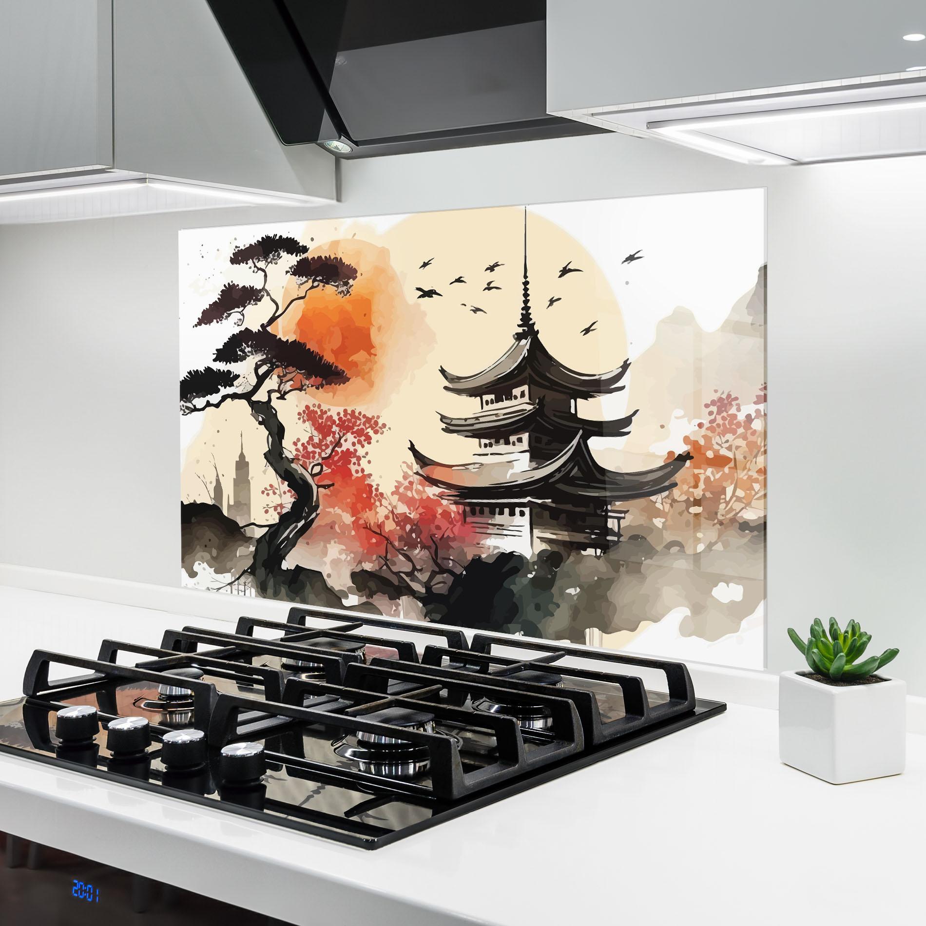 Стъклен панел за кухня Asiatic Beautiful View mockup 6