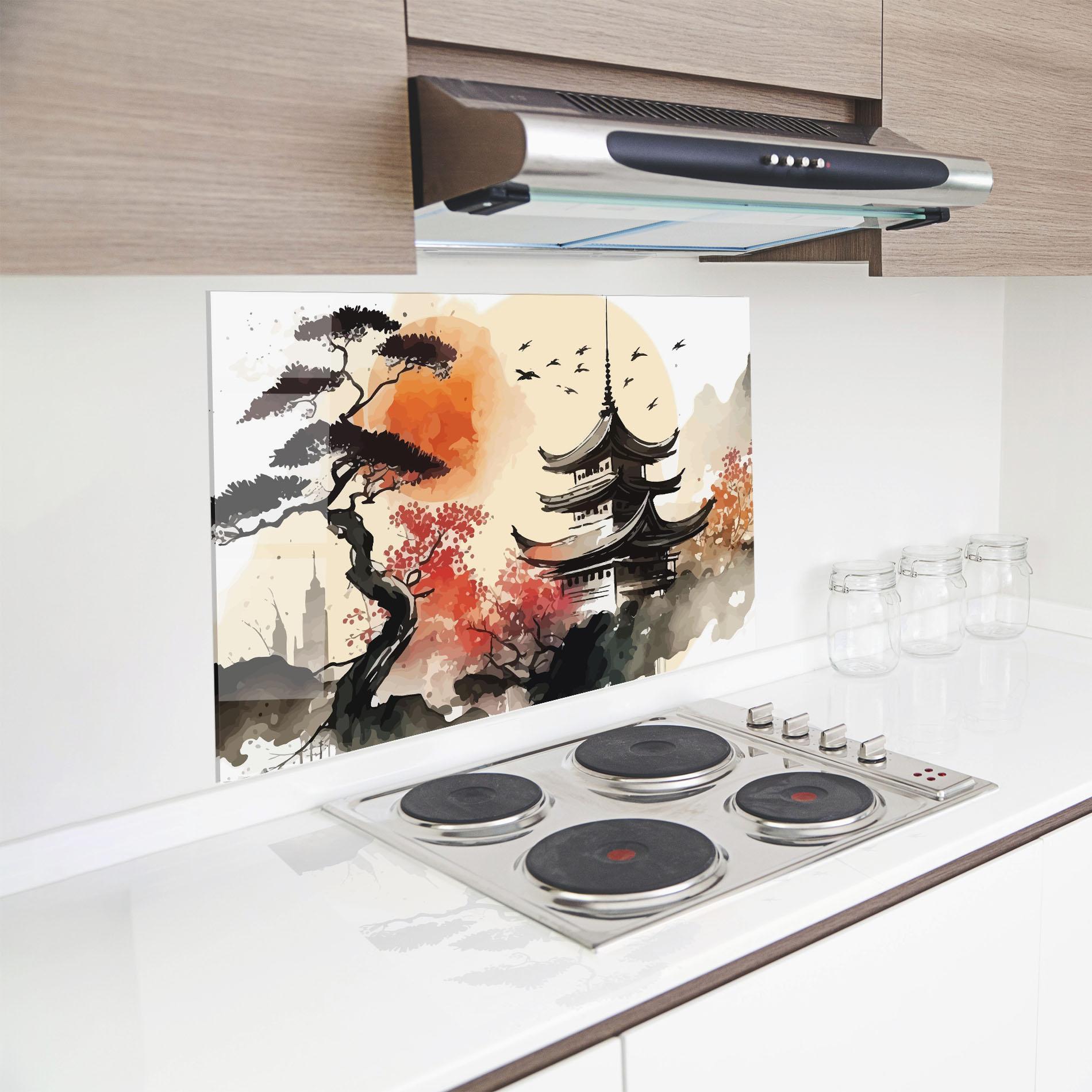 Стъклен панел за кухня Asiatic Beautiful View mockup 8