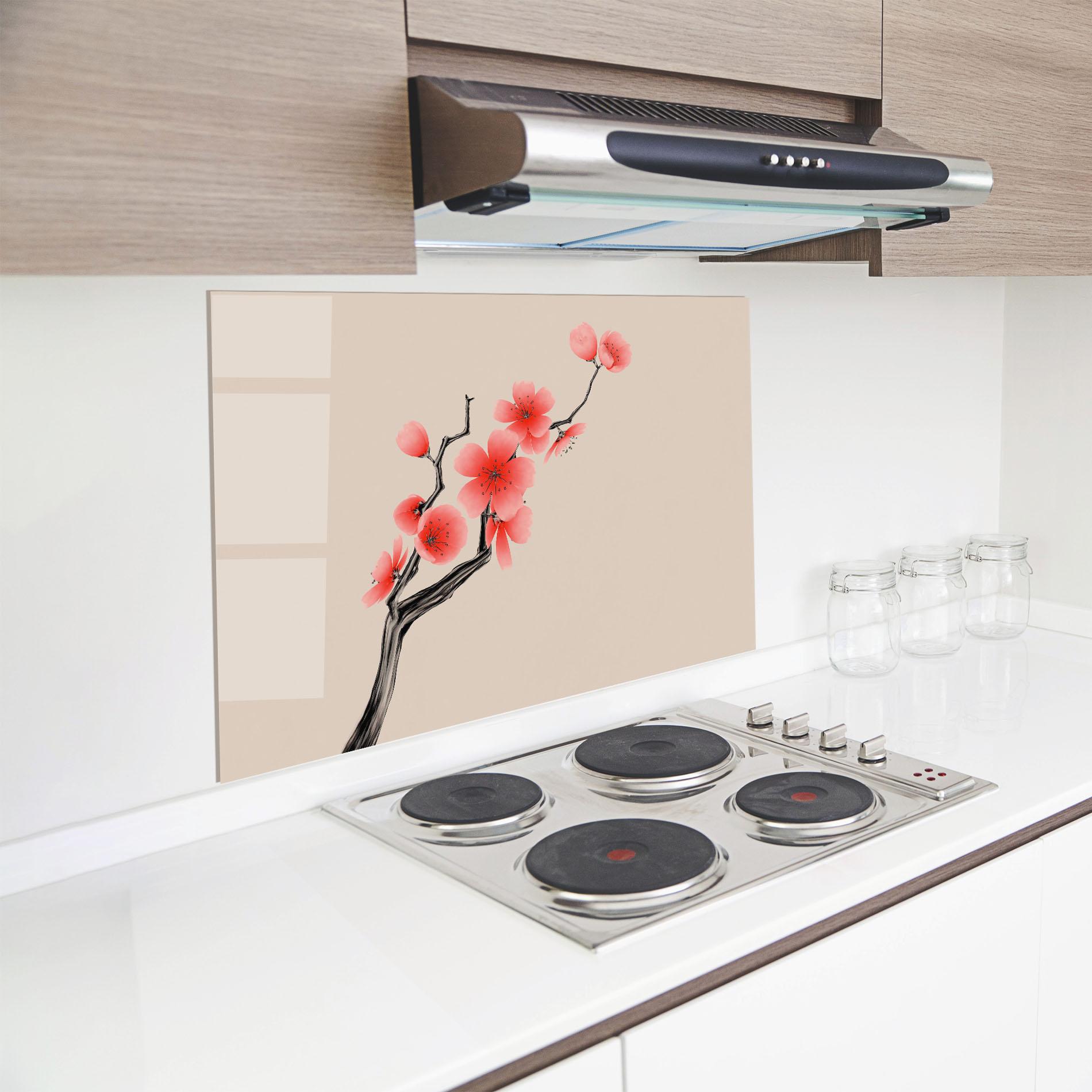 Стъклен панел за кухня Chinese Plum Blossom mockup 8
