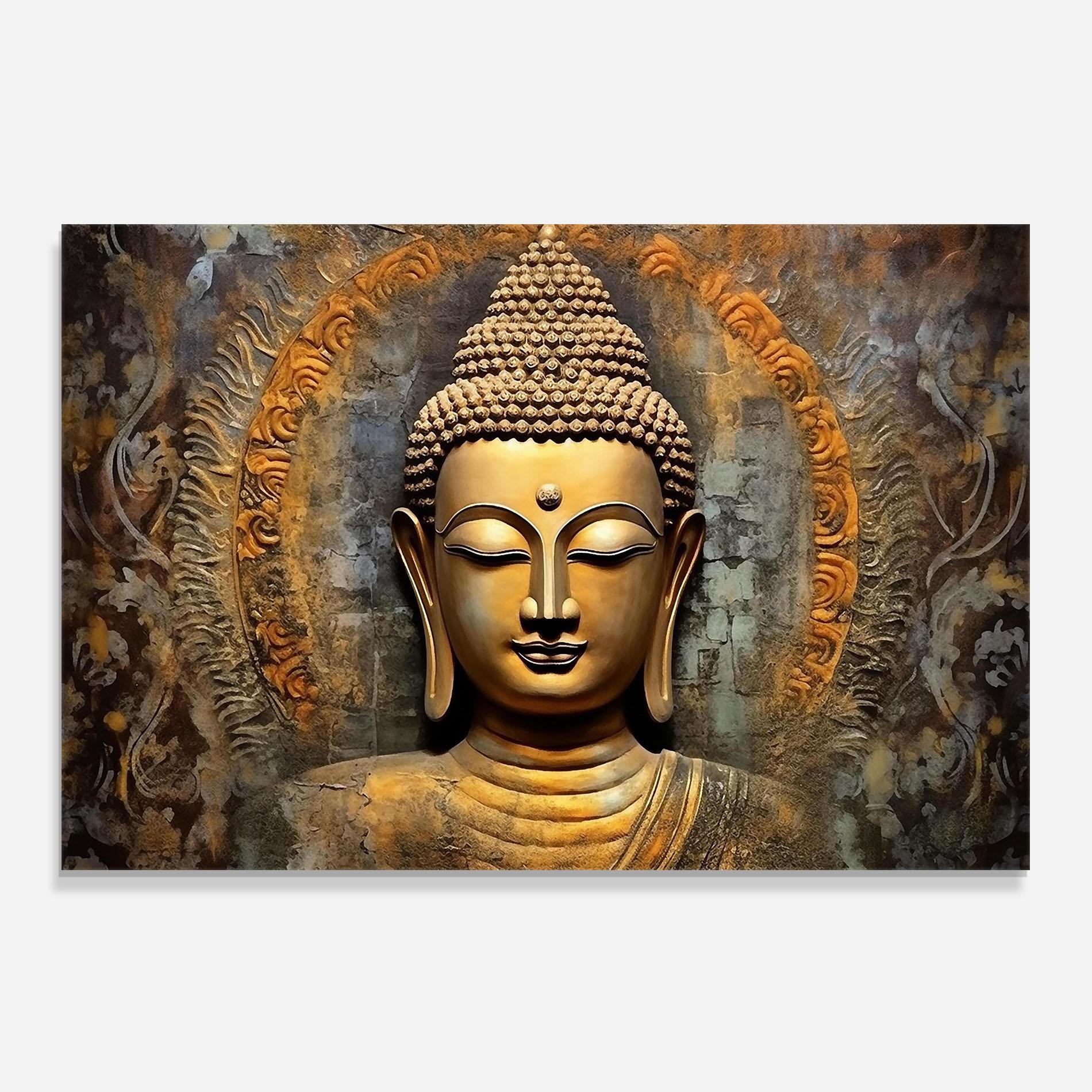 Стъклен панел за кухня Buddha 3d Head mockup 0