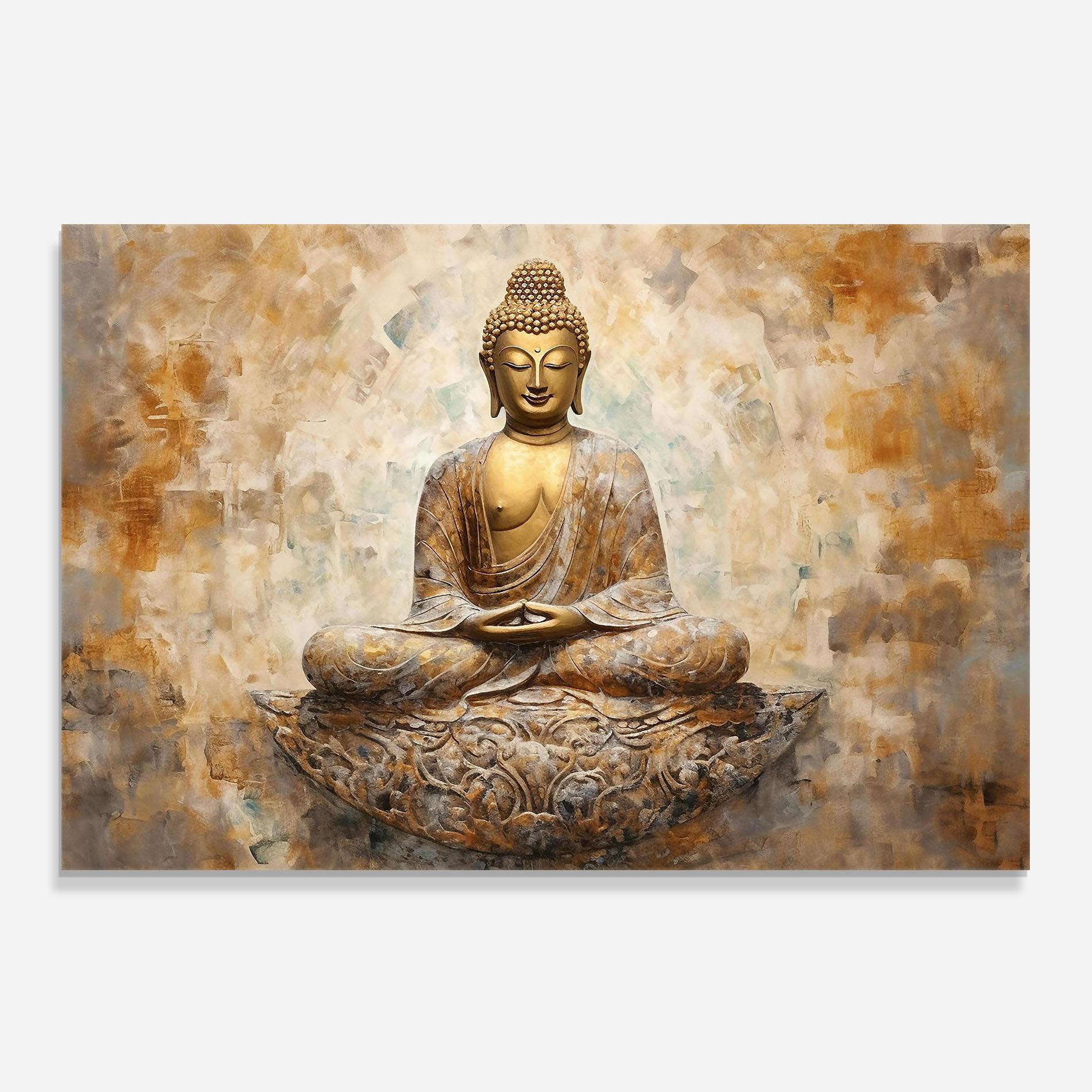 Стъклен панел за кухня Cream Buddha Art mockup 0