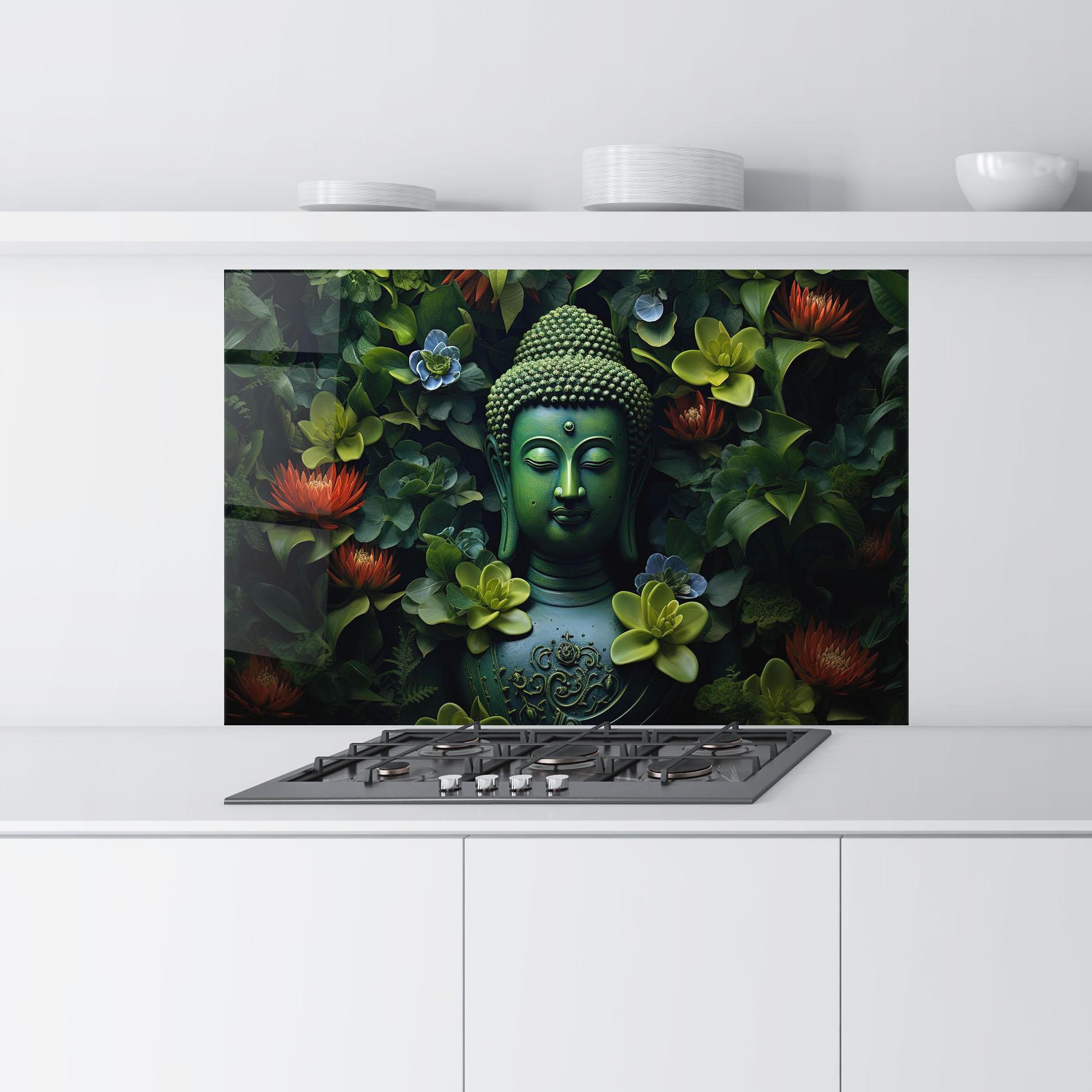 Стъклен панел за кухня Blue Light Buddha mockup 9