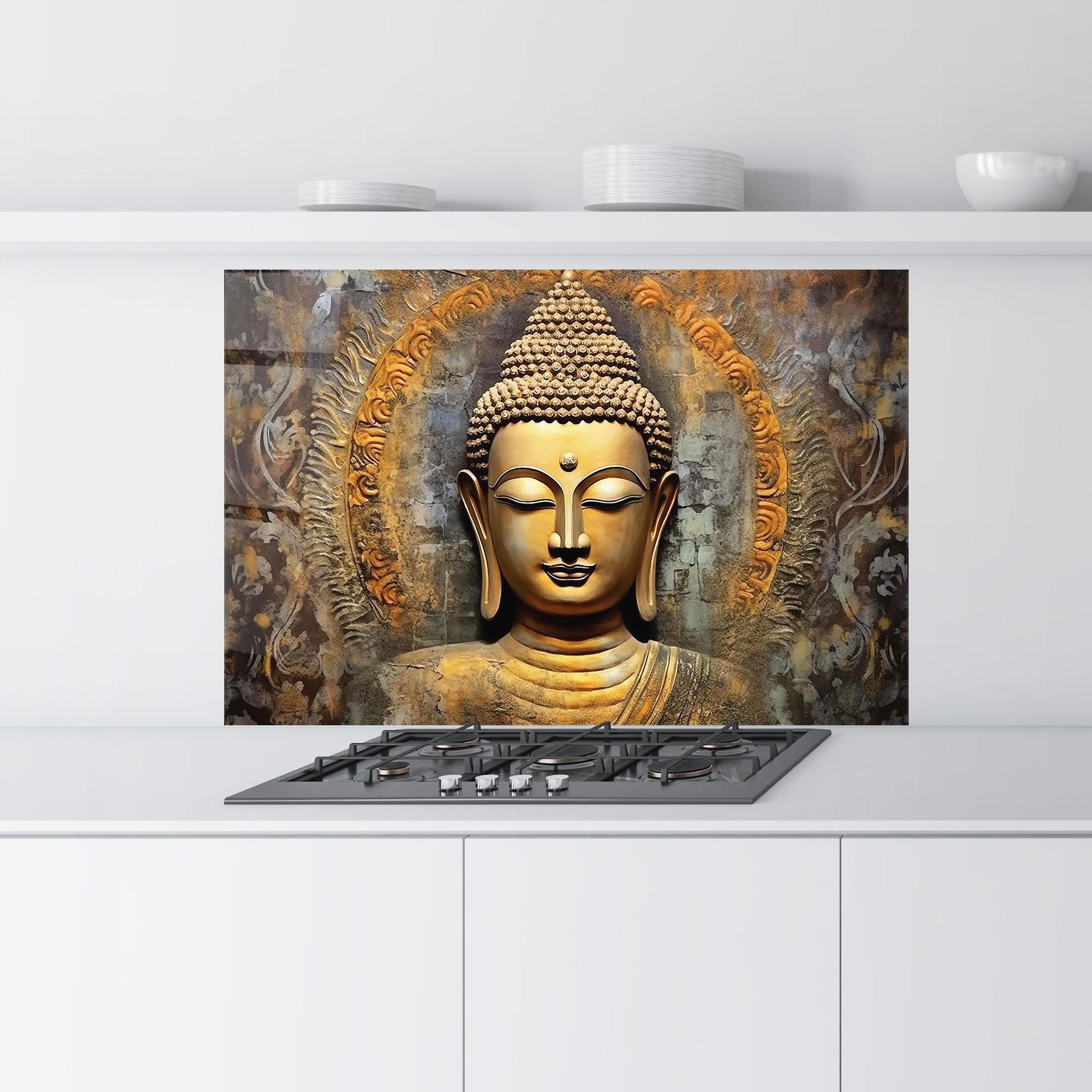 Стъклен панел за кухня Buddha 3d Head mockup 9