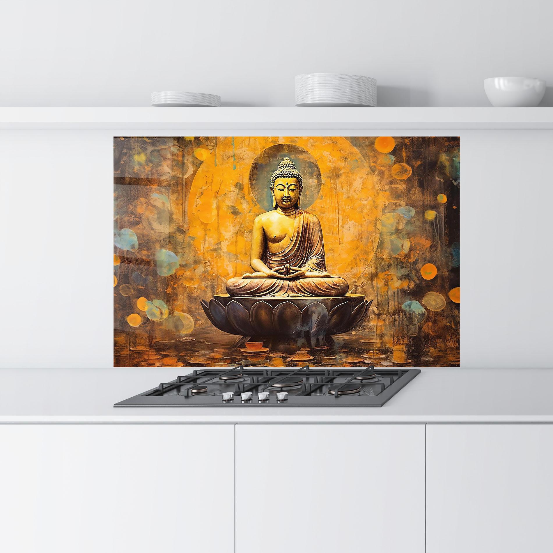 Стъклен панел за кухня Buddha Floating Art mockup 9