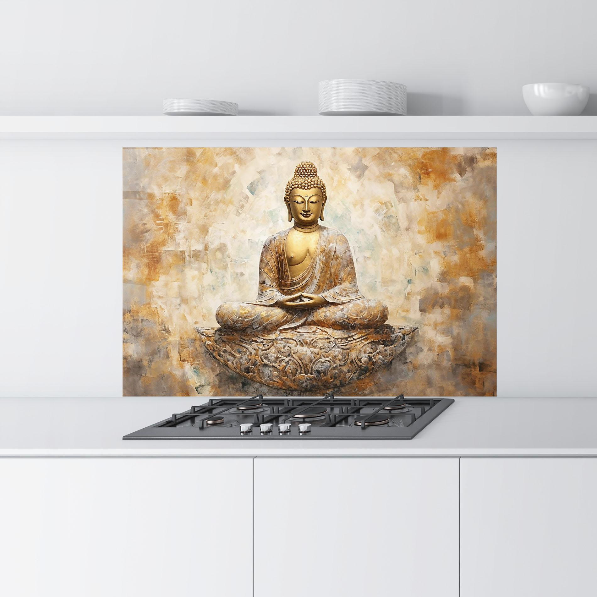 Стъклен панел за кухня Cream Buddha Art mockup 9