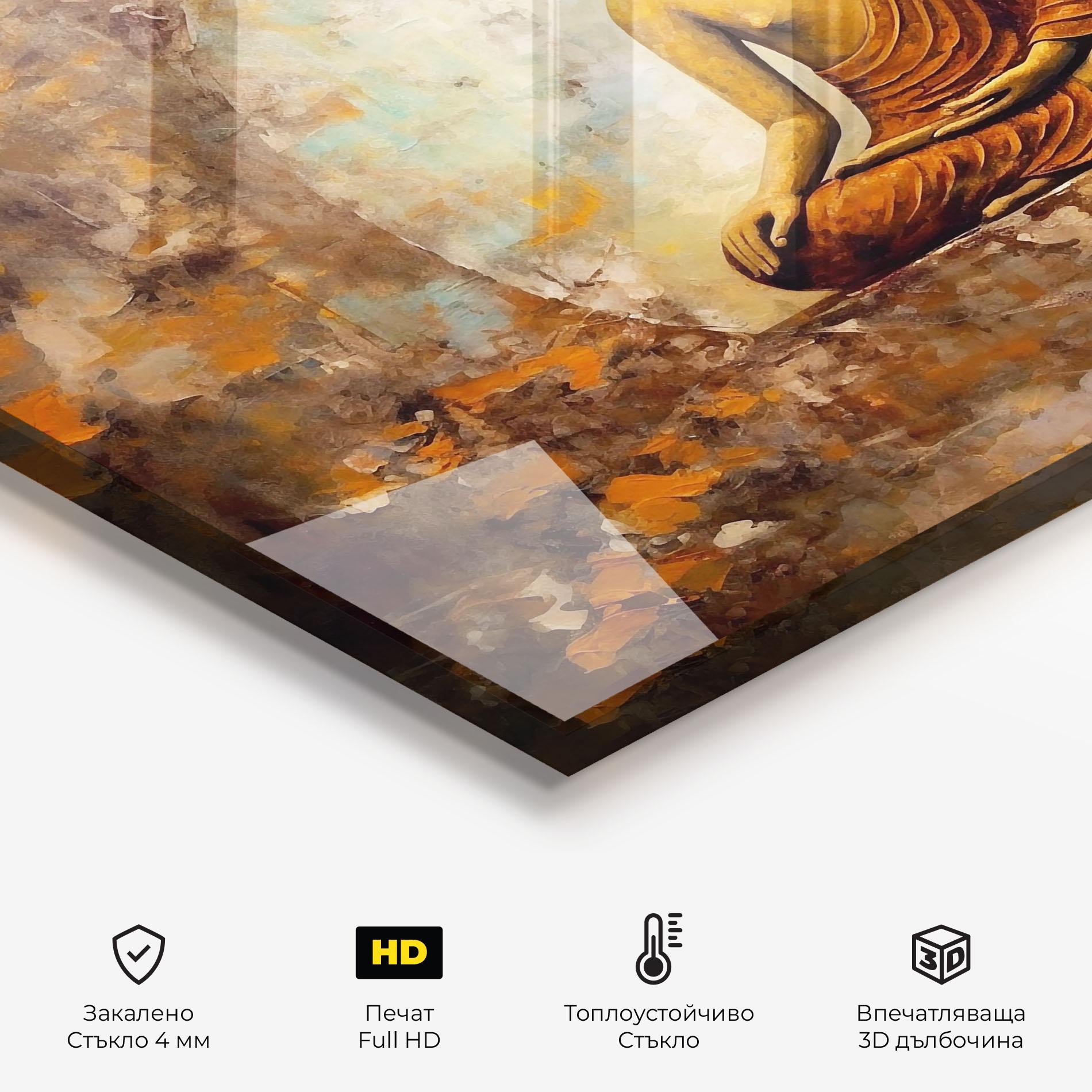 Стъклен панел за кухня Blue Circle Buddha mockup 2