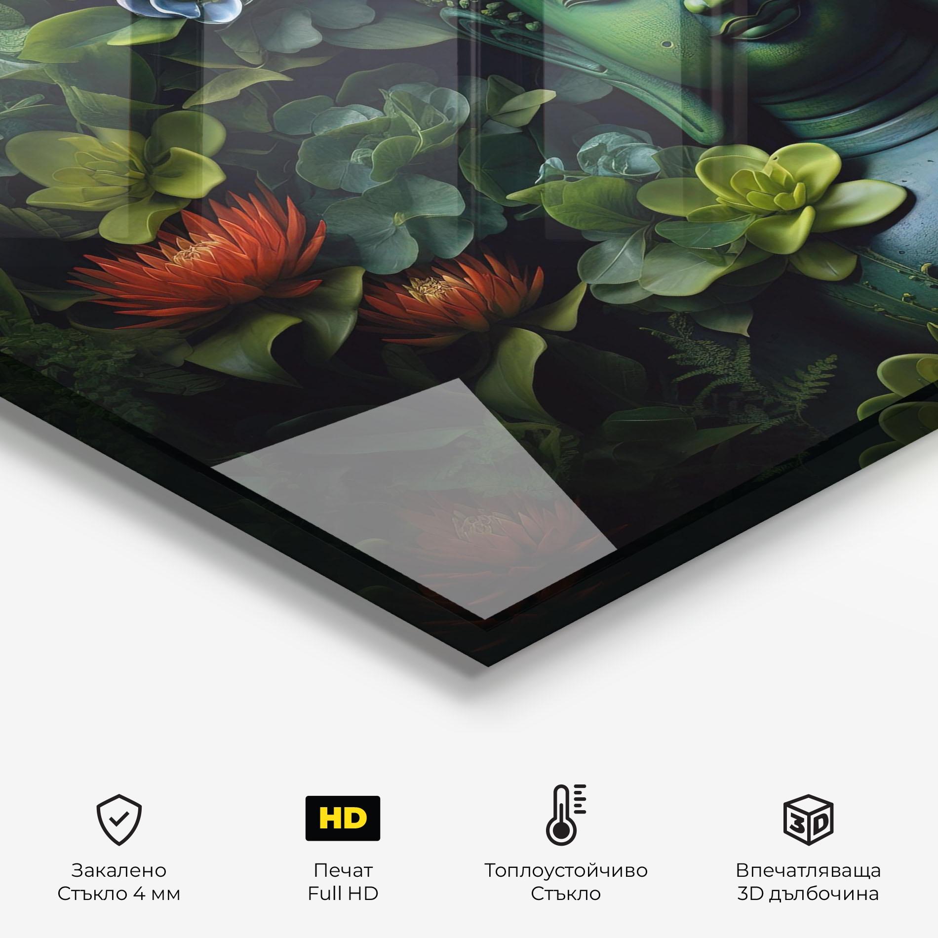 Стъклен панел за кухня Blue Light Buddha mockup 2