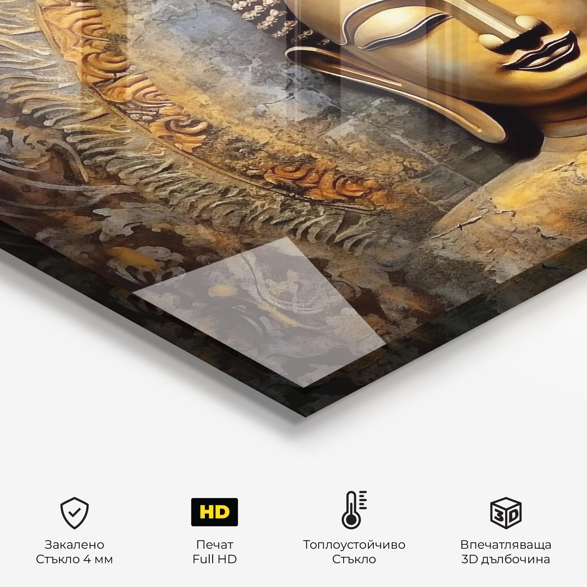 Стъклен панел за кухня Buddha 3d Head mockup 2