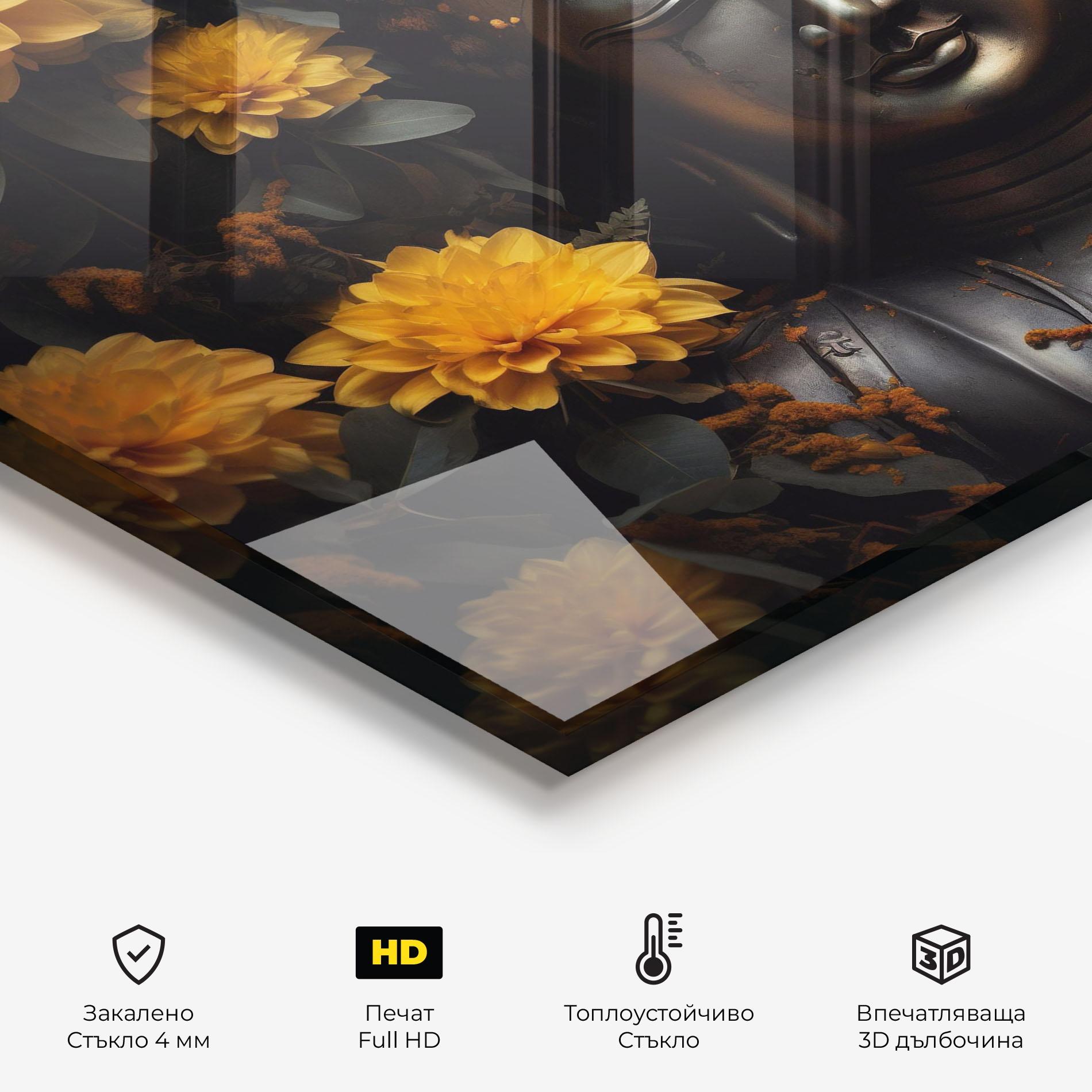 Стъклен панел за кухня Buddha Peace Statue mockup 2
