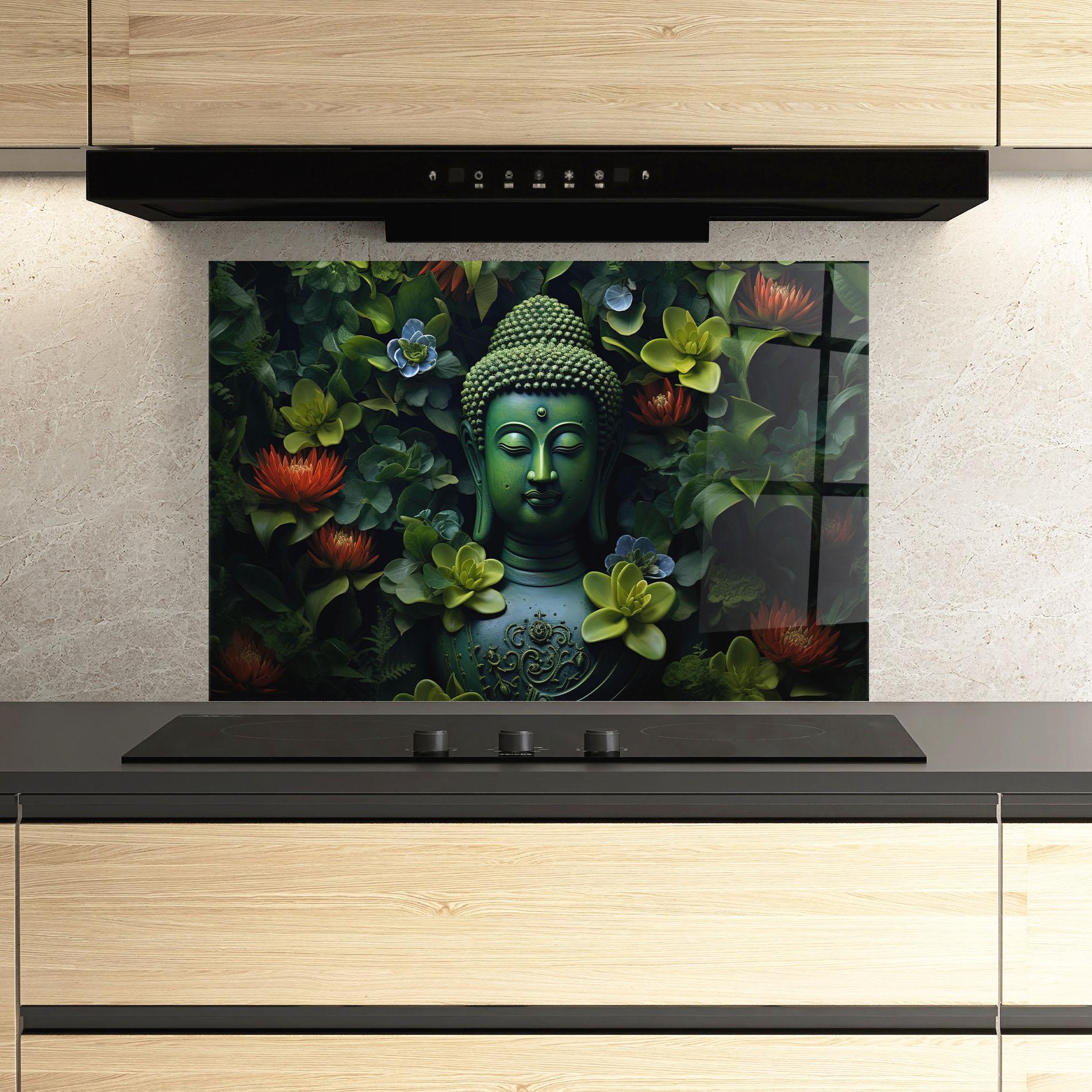 Стъклен панел за кухня Blue Light Buddha mockup 3