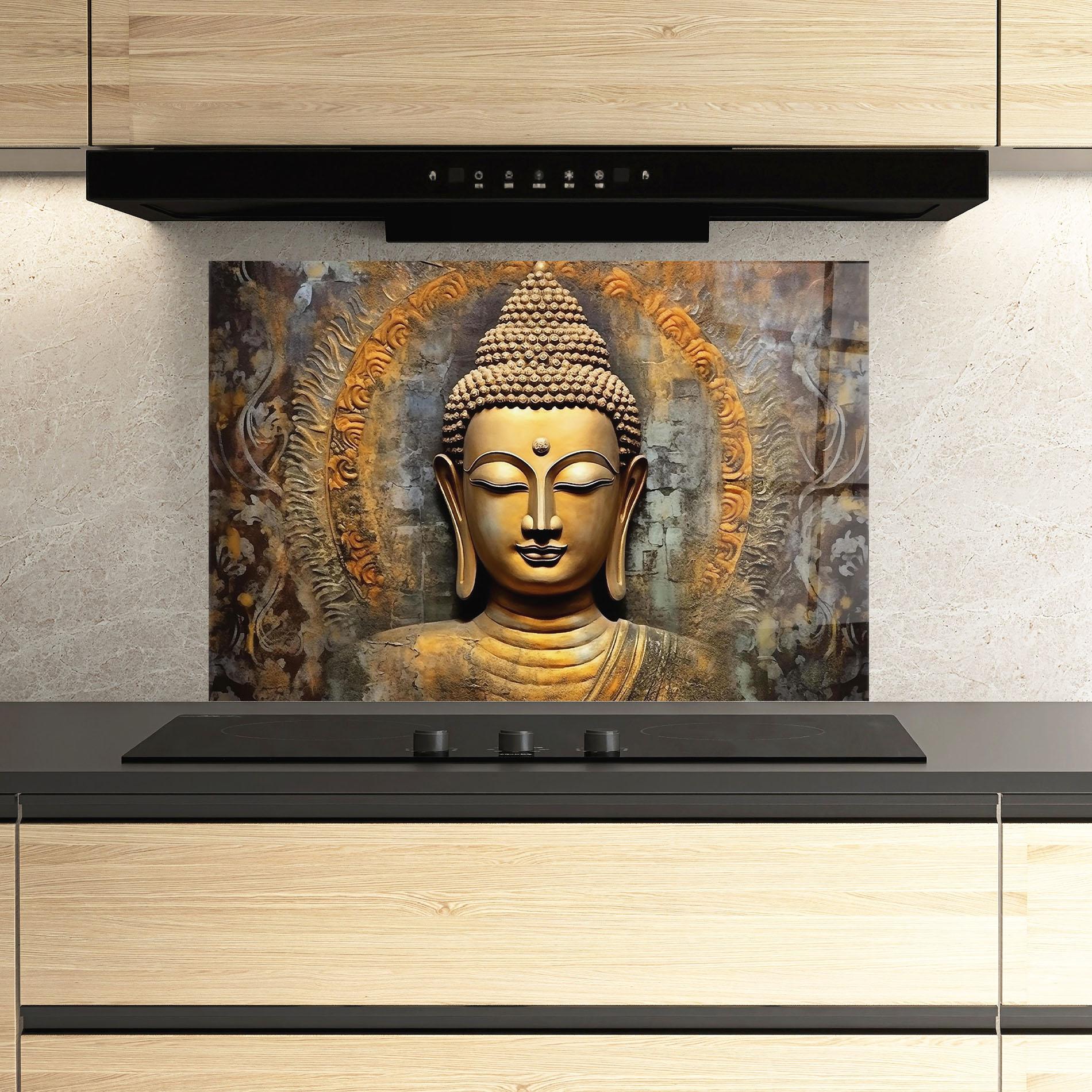 Стъклен панел за кухня Buddha 3d Head mockup 3