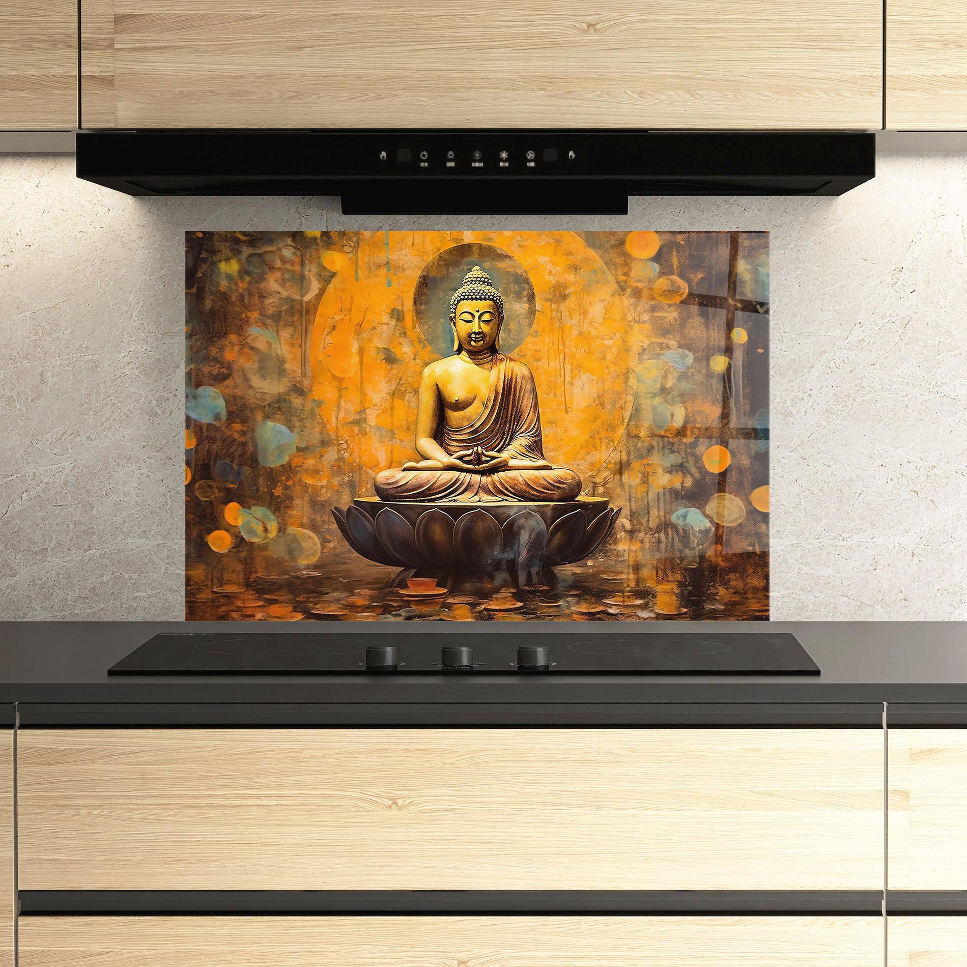Стъклен панел за кухня Buddha Floating Art mockup 3
