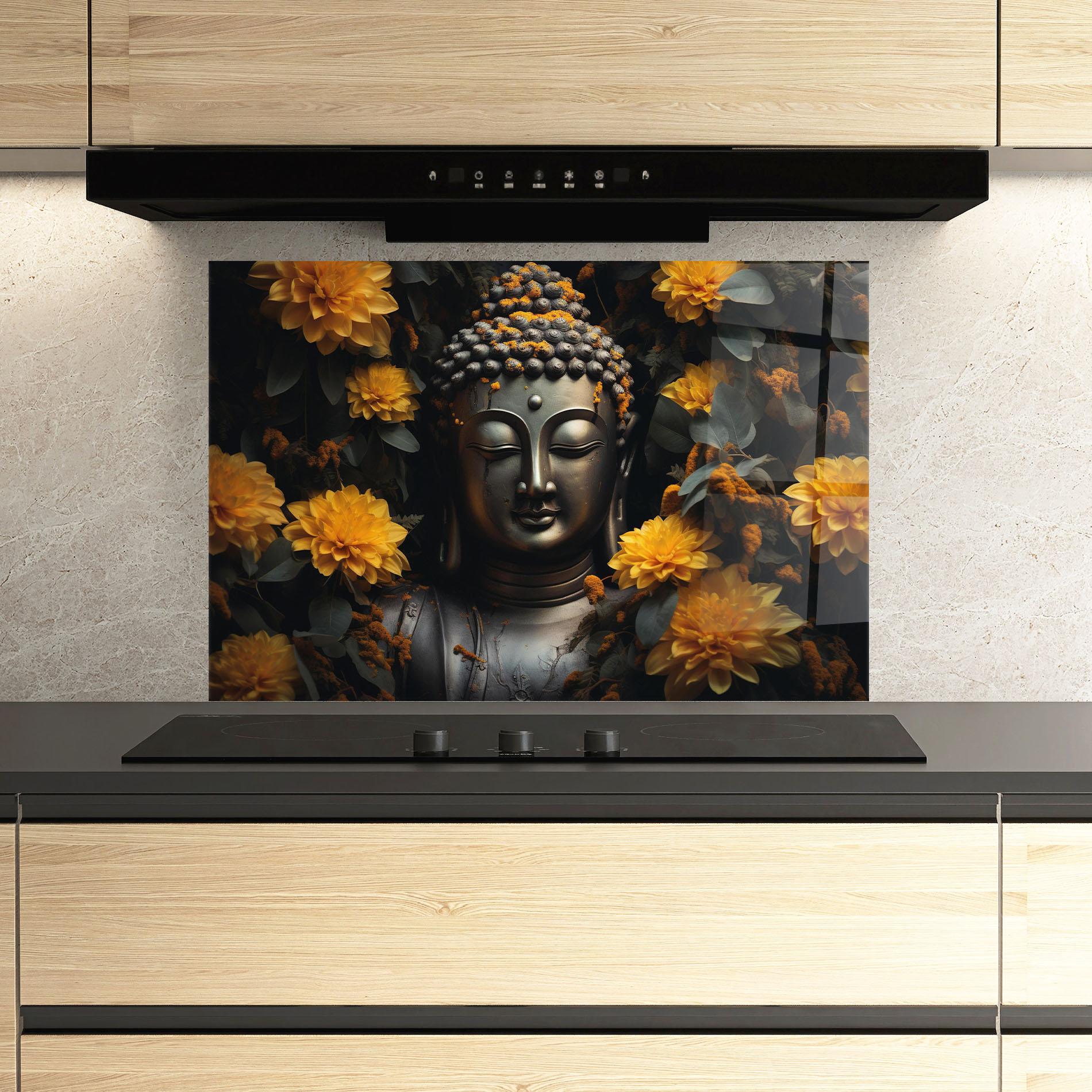 Стъклен панел за кухня Buddha Peace Statue mockup 3