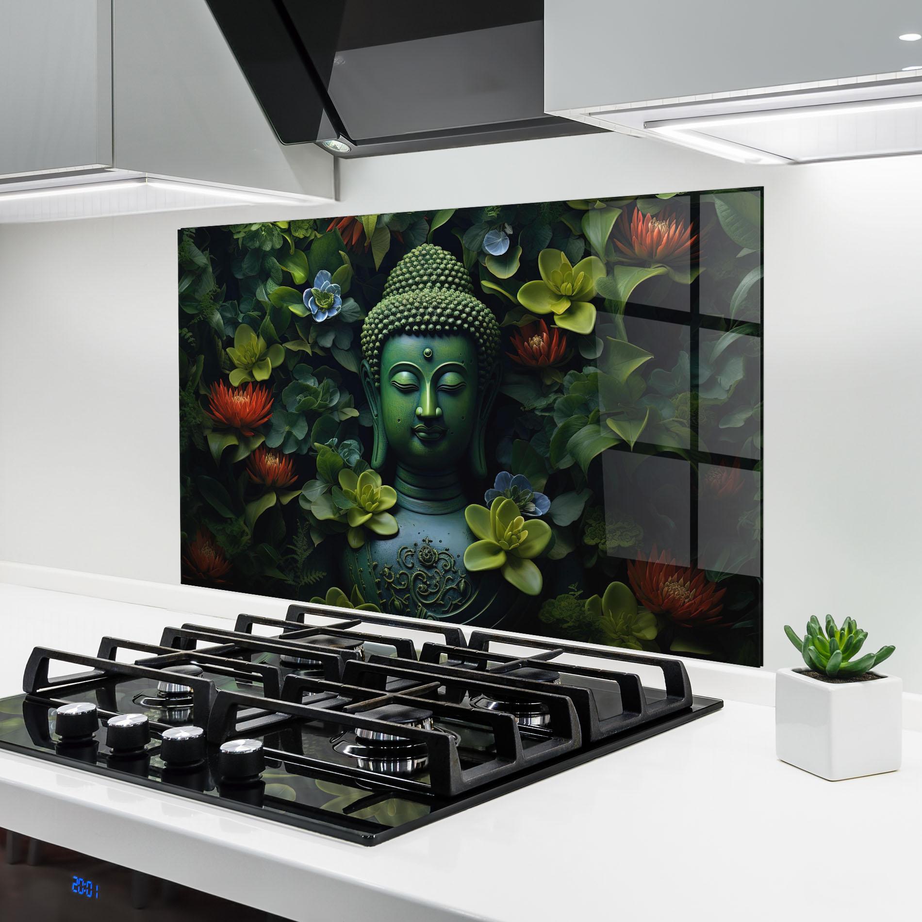 Стъклен панел за кухня Blue Light Buddha mockup 6