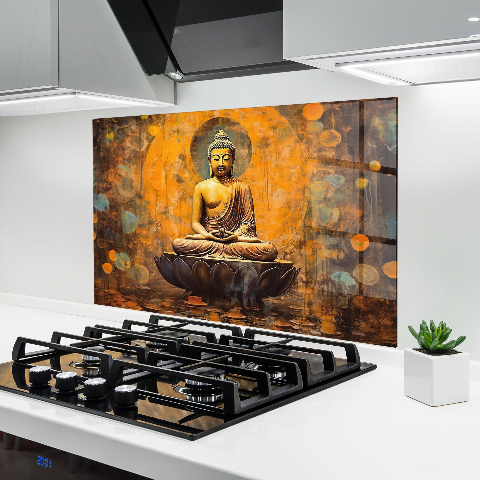 Стъклен панел за кухня Buddha Floating Art mockup 6