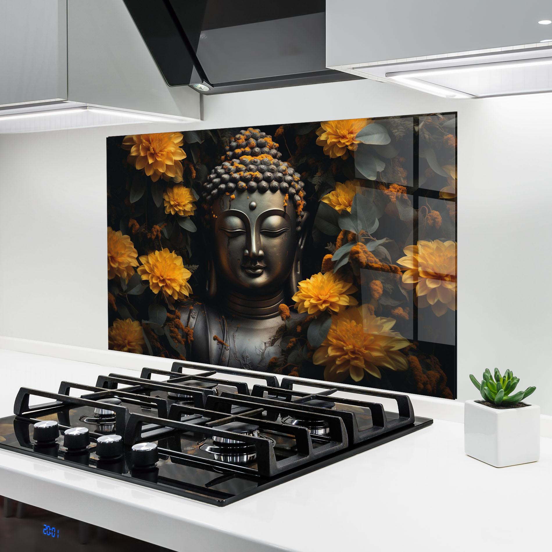 Стъклен панел за кухня Buddha Peace Statue mockup 6