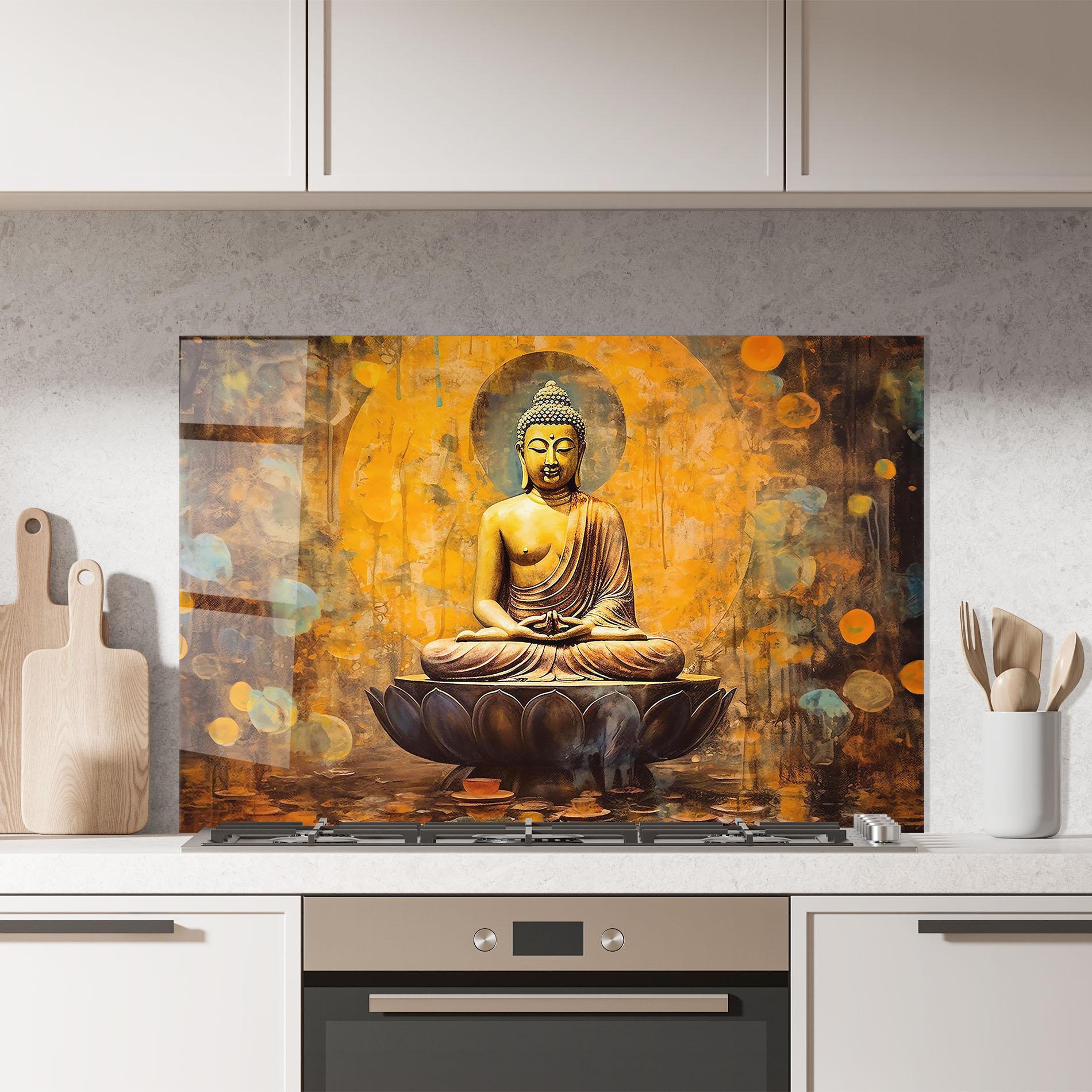 Стъклен панел за кухня Buddha Floating Art mockup 7