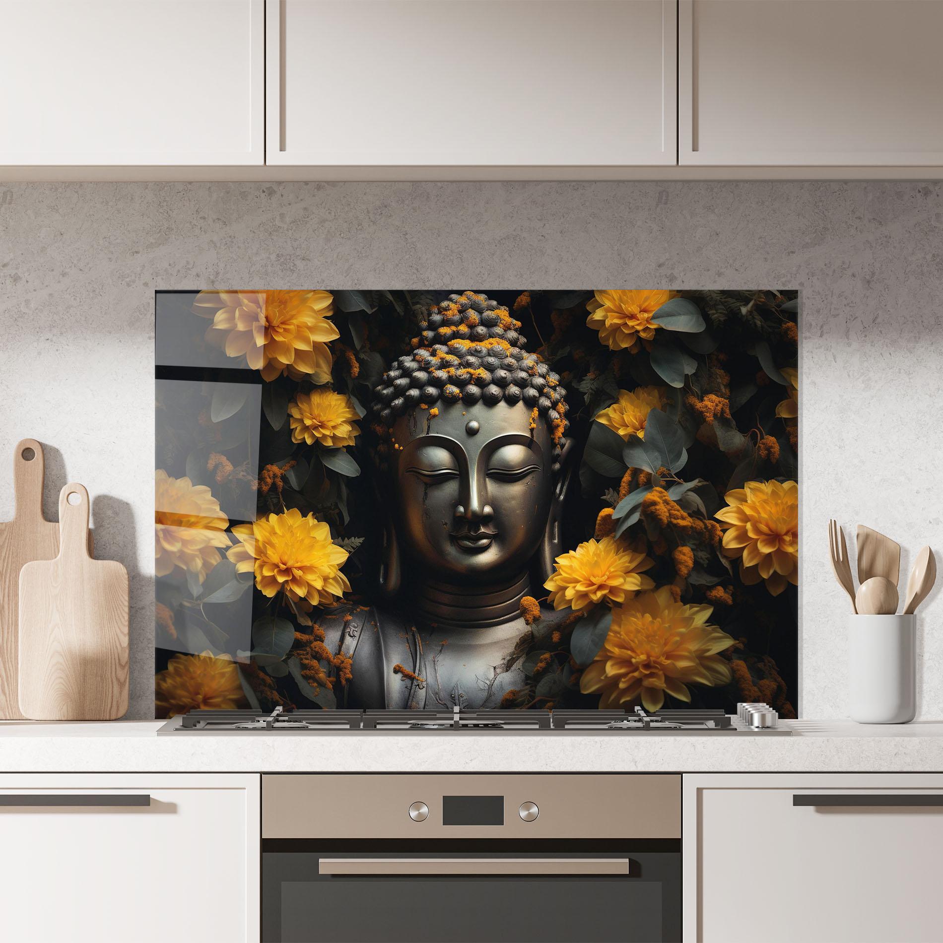 Стъклен панел за кухня Buddha Peace Statue mockup 7