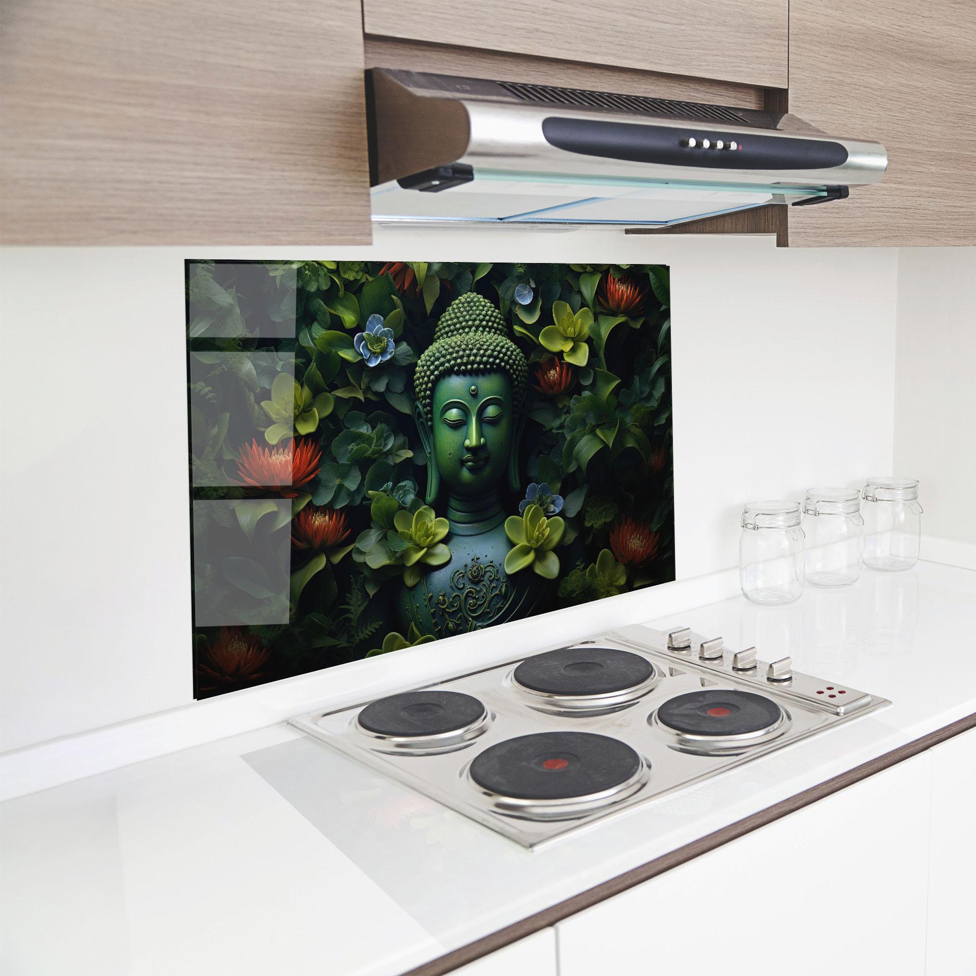 Стъклен панел за кухня Blue Light Buddha mockup 8