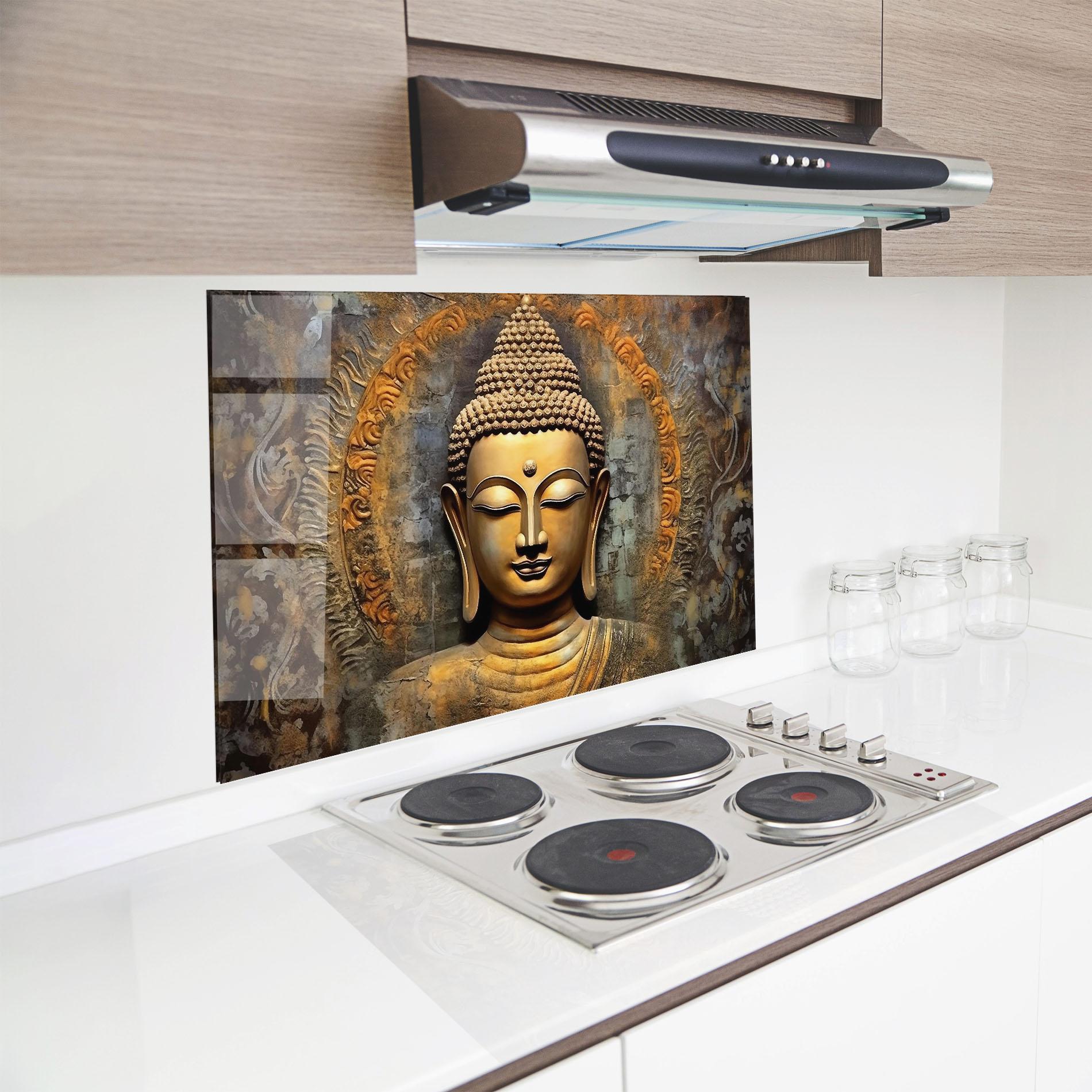 Стъклен панел за кухня Buddha 3d Head mockup 8