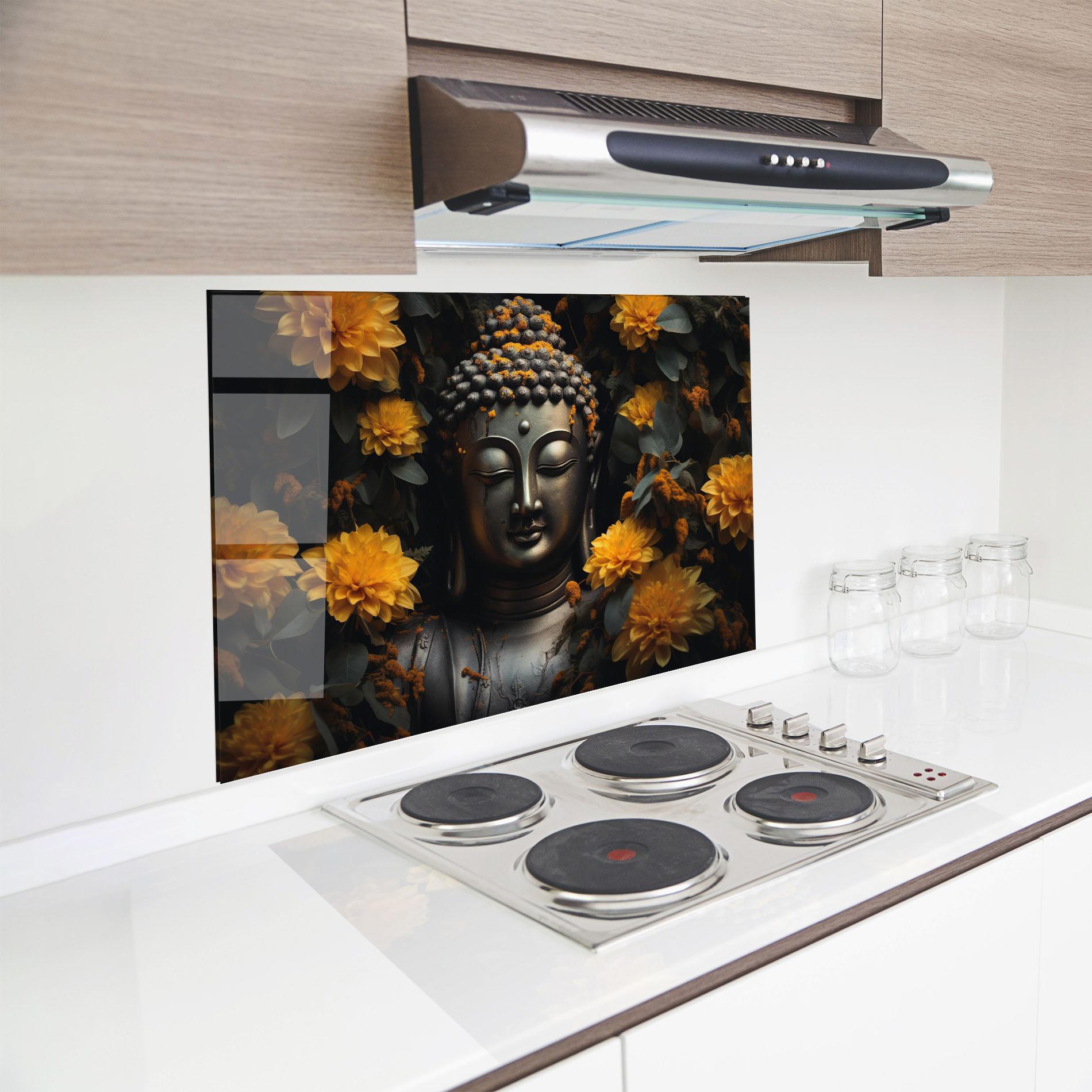 Стъклен панел за кухня Buddha Peace Statue mockup 8