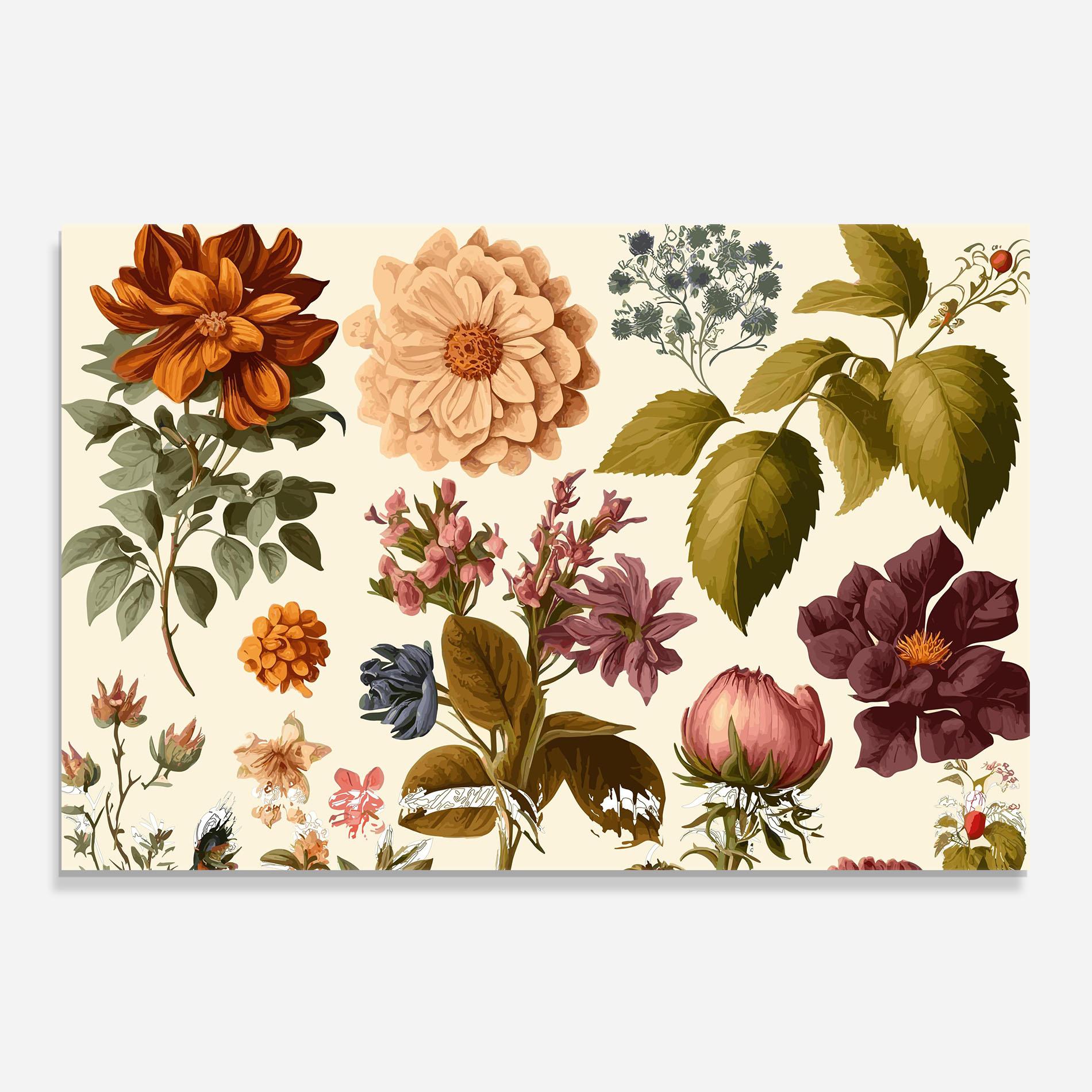 Стъклен панел за кухня Vintage Plant Collage mockup 0
