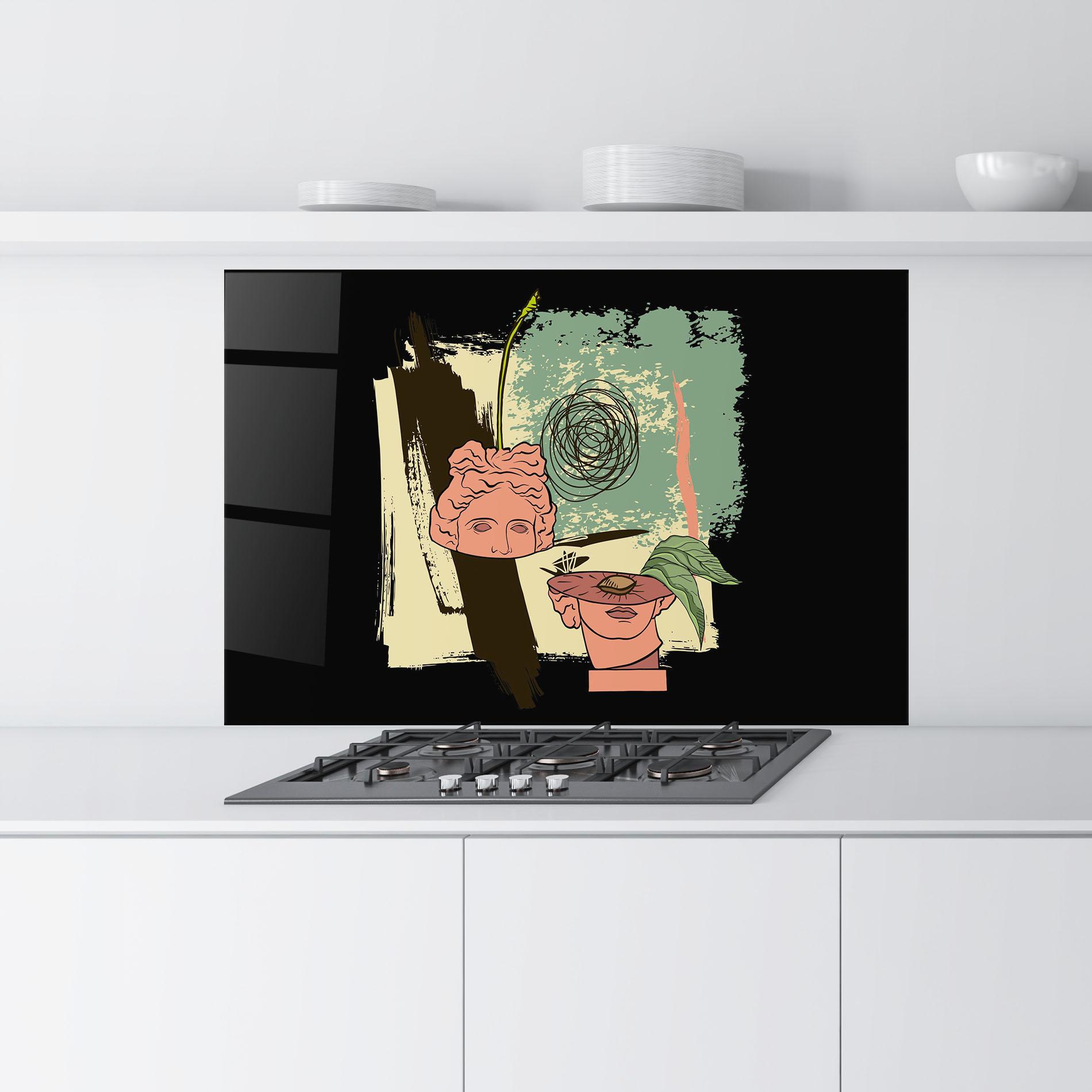 Стъклен панел за кухня Statue Fruit mockup 9