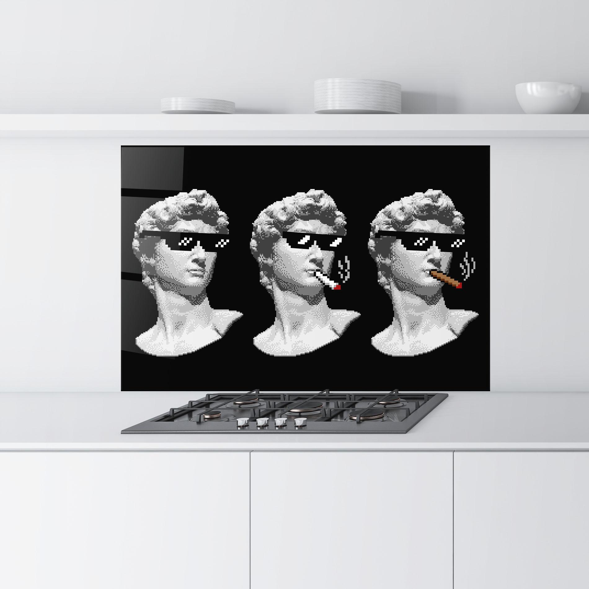 Стъклен панел за кухня Statue Smoking mockup 9