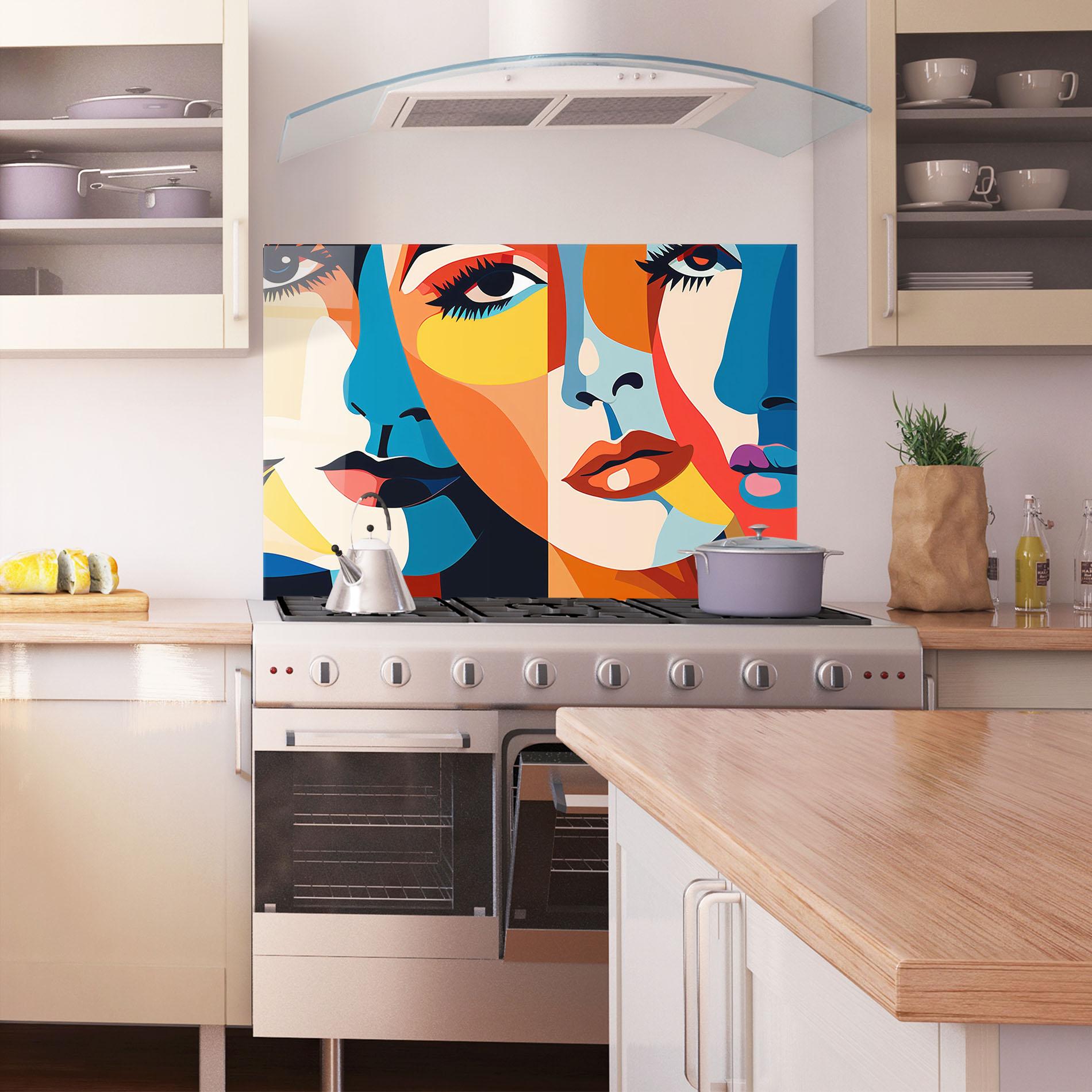 Стъклен панел за кухня Beauty Face Collage mockup 1