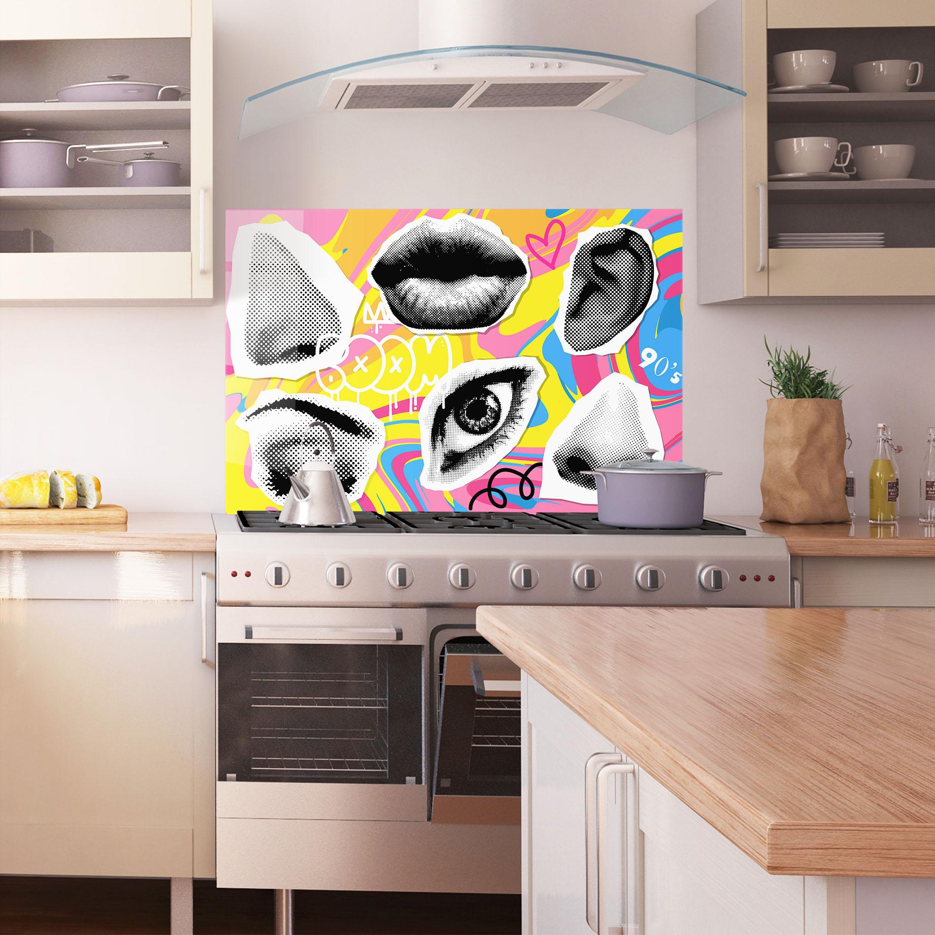 Стъклен панел за кухня Boom 90s mockup 1