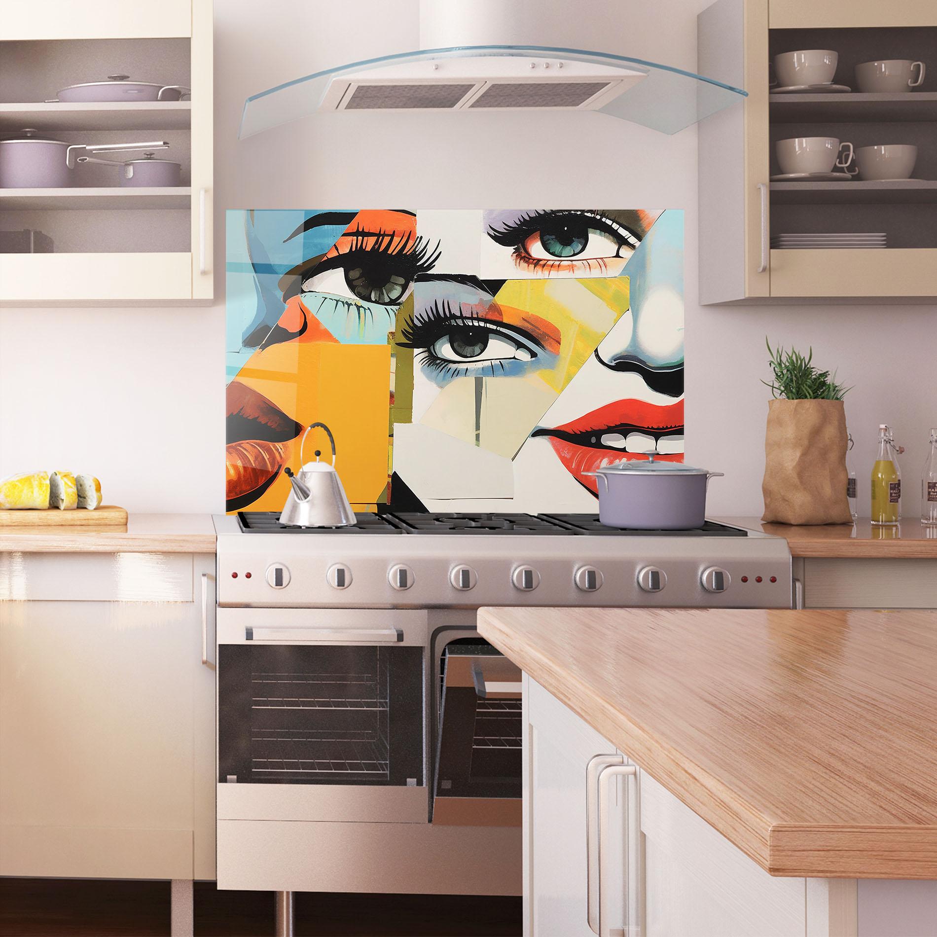 Стъклен панел за кухня Drawing Collage mockup 1