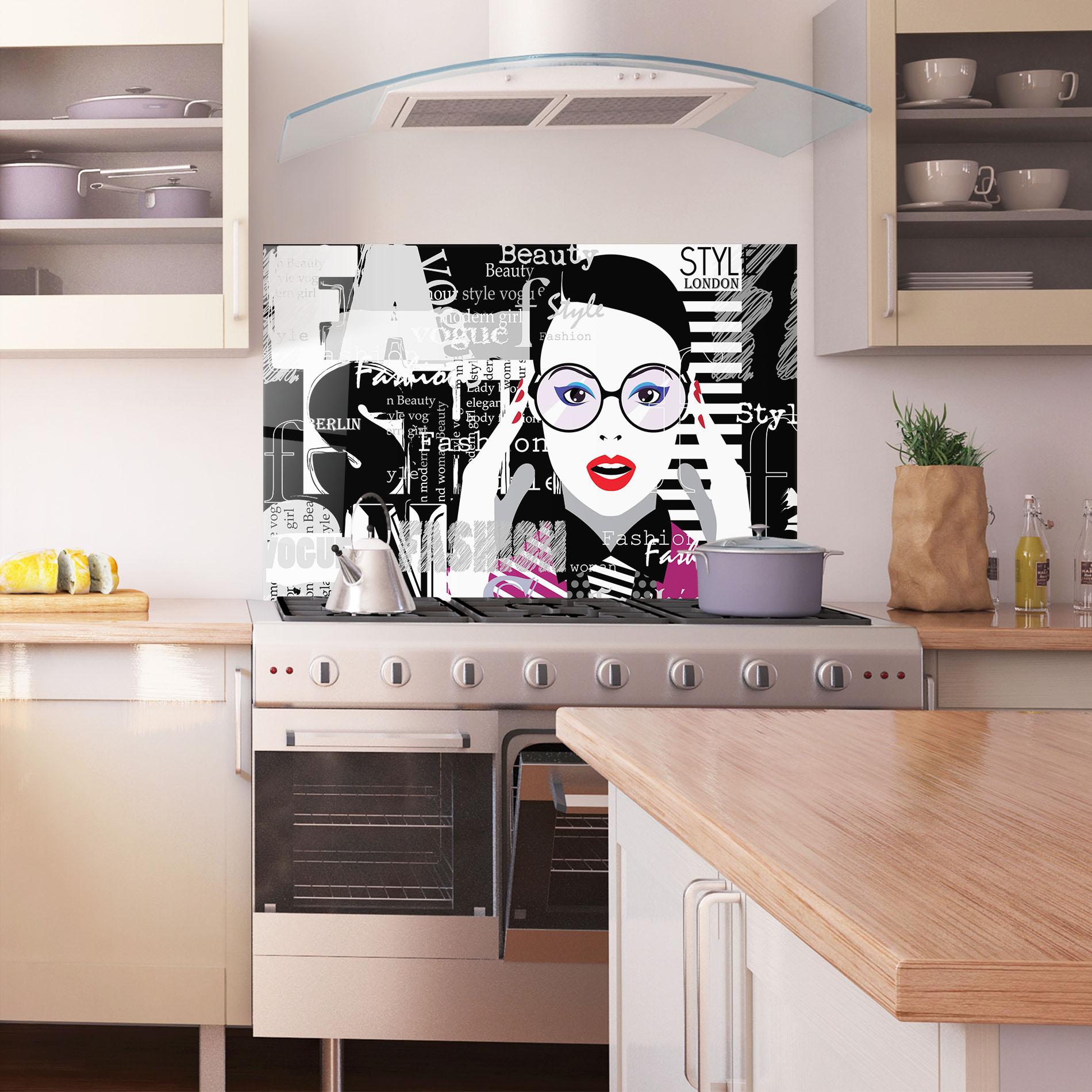 Стъклен панел за кухня Fashion Collage mockup 1