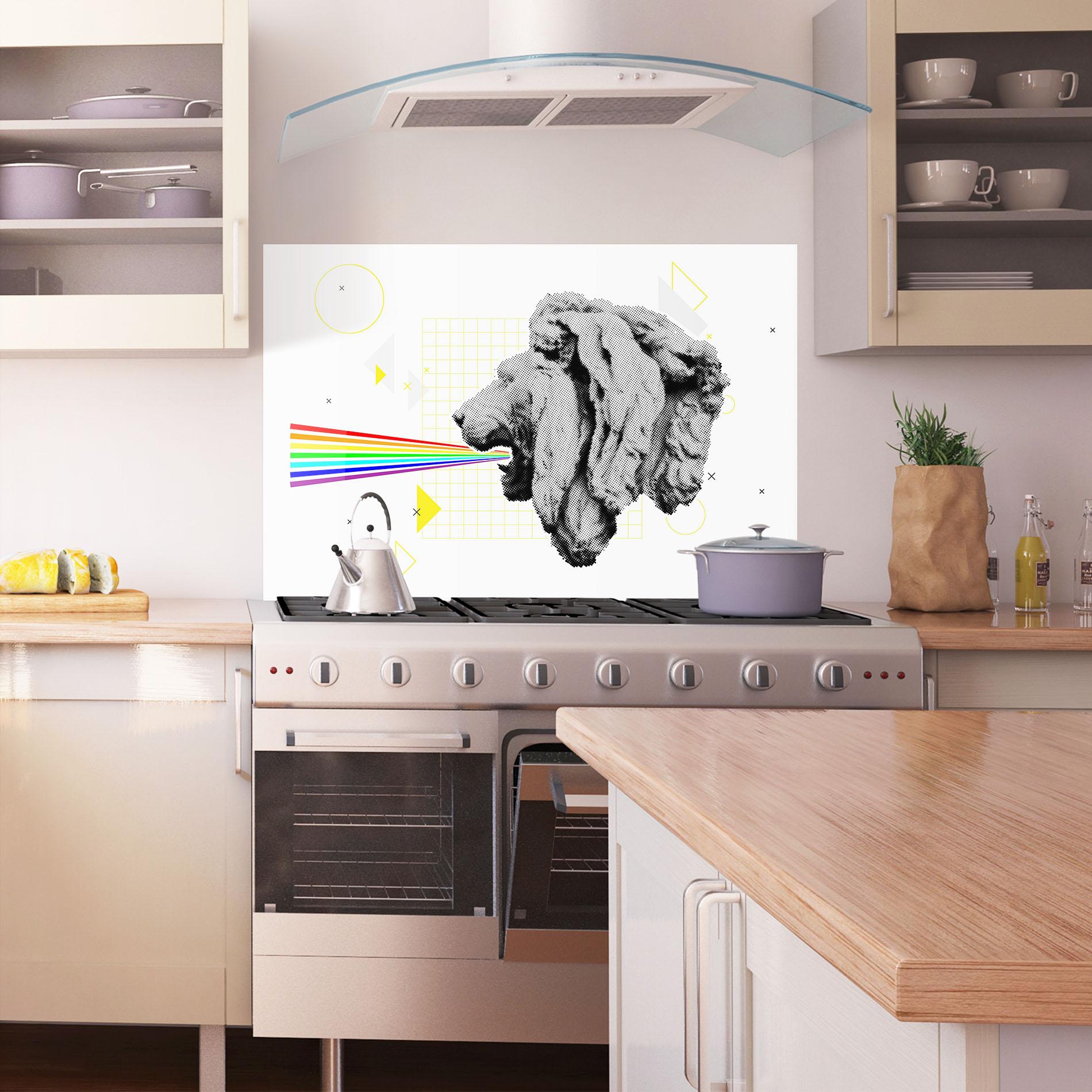 Стъклен панел за кухня Lion Collage mockup 1