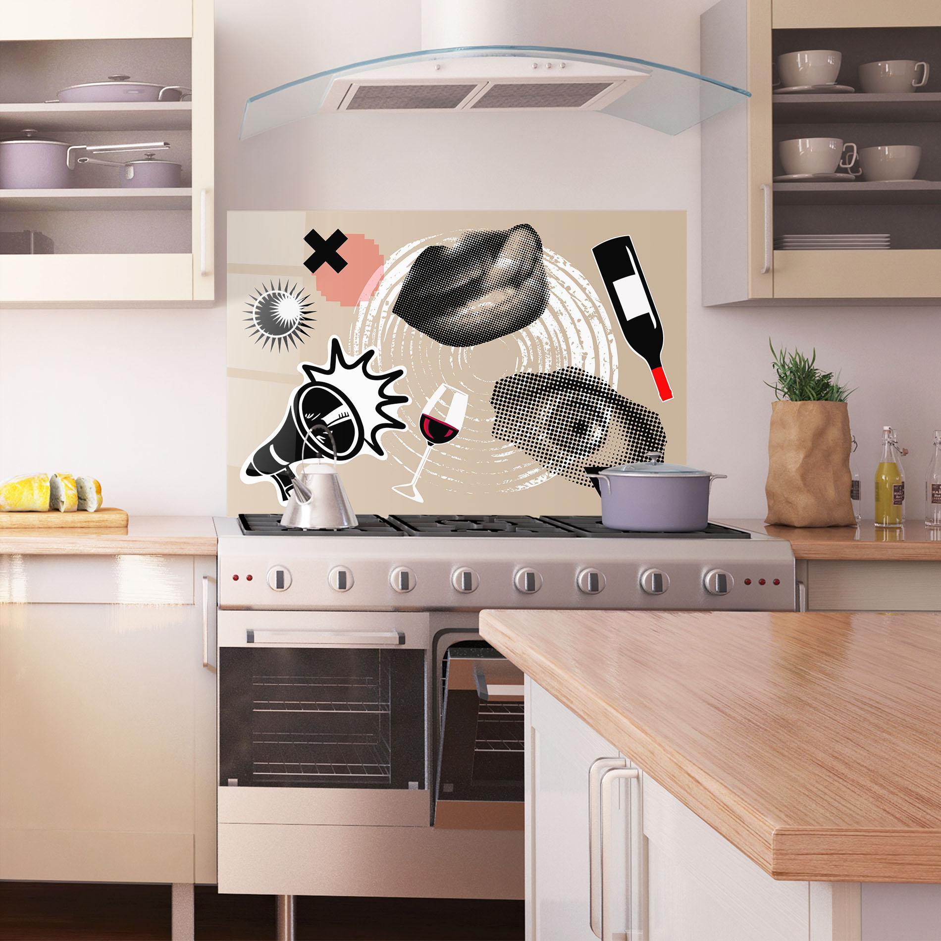 Стъклен панел за кухня Lips Mouth Collage mockup 1