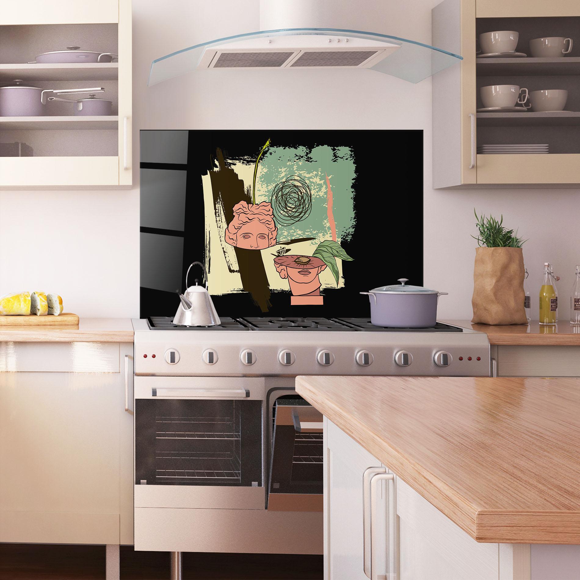 Стъклен панел за кухня Statue Fruit mockup 1