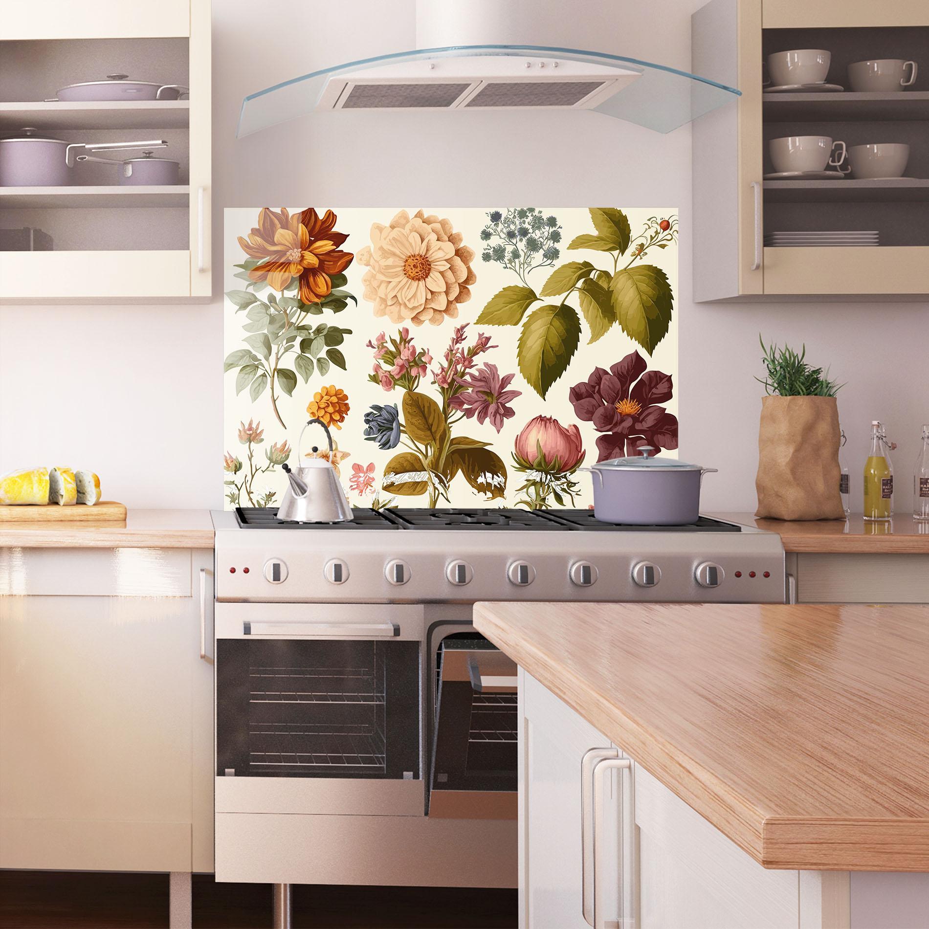 Стъклен панел за кухня Vintage Plant Collage mockup 1