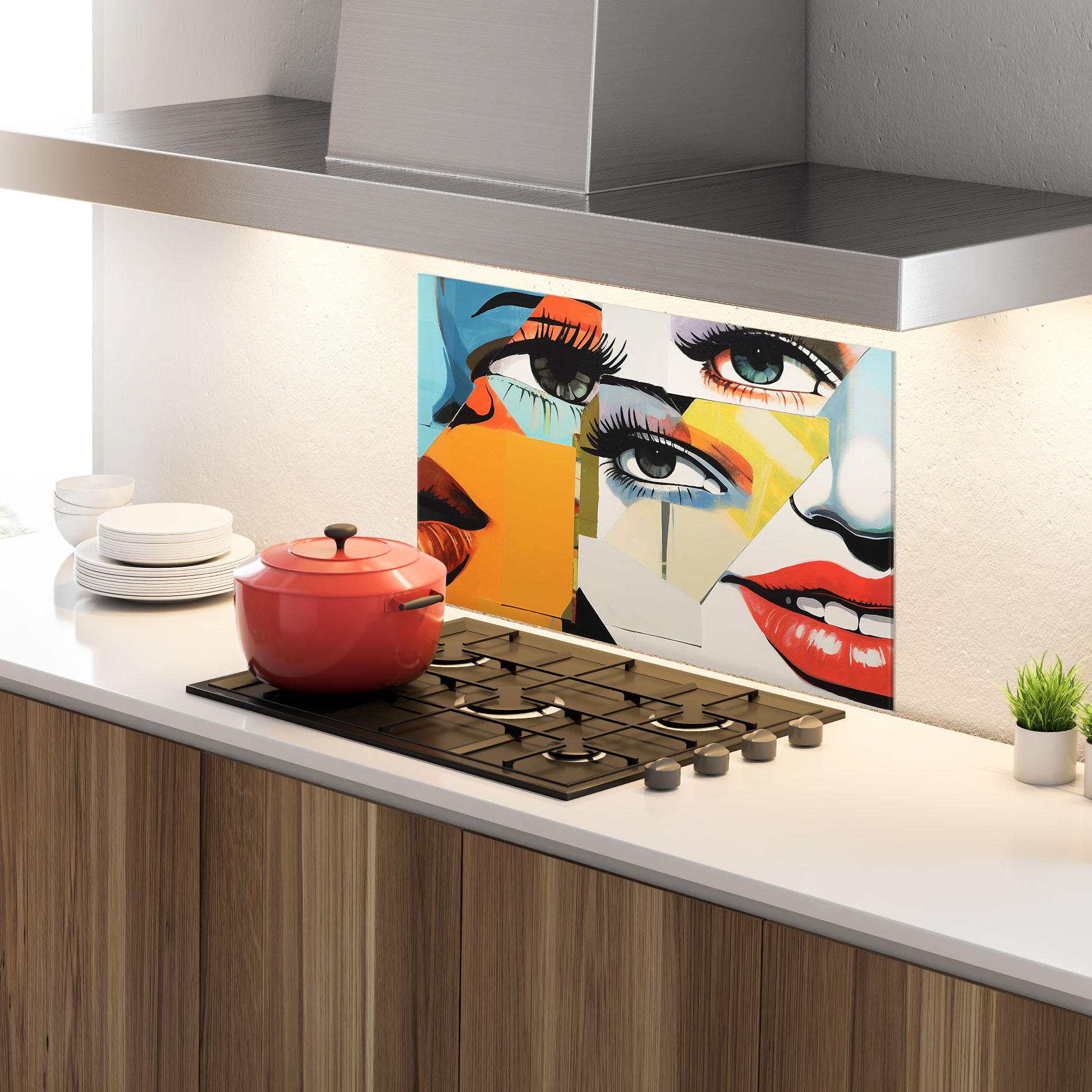 Стъклен панел за кухня Drawing Collage mockup 4