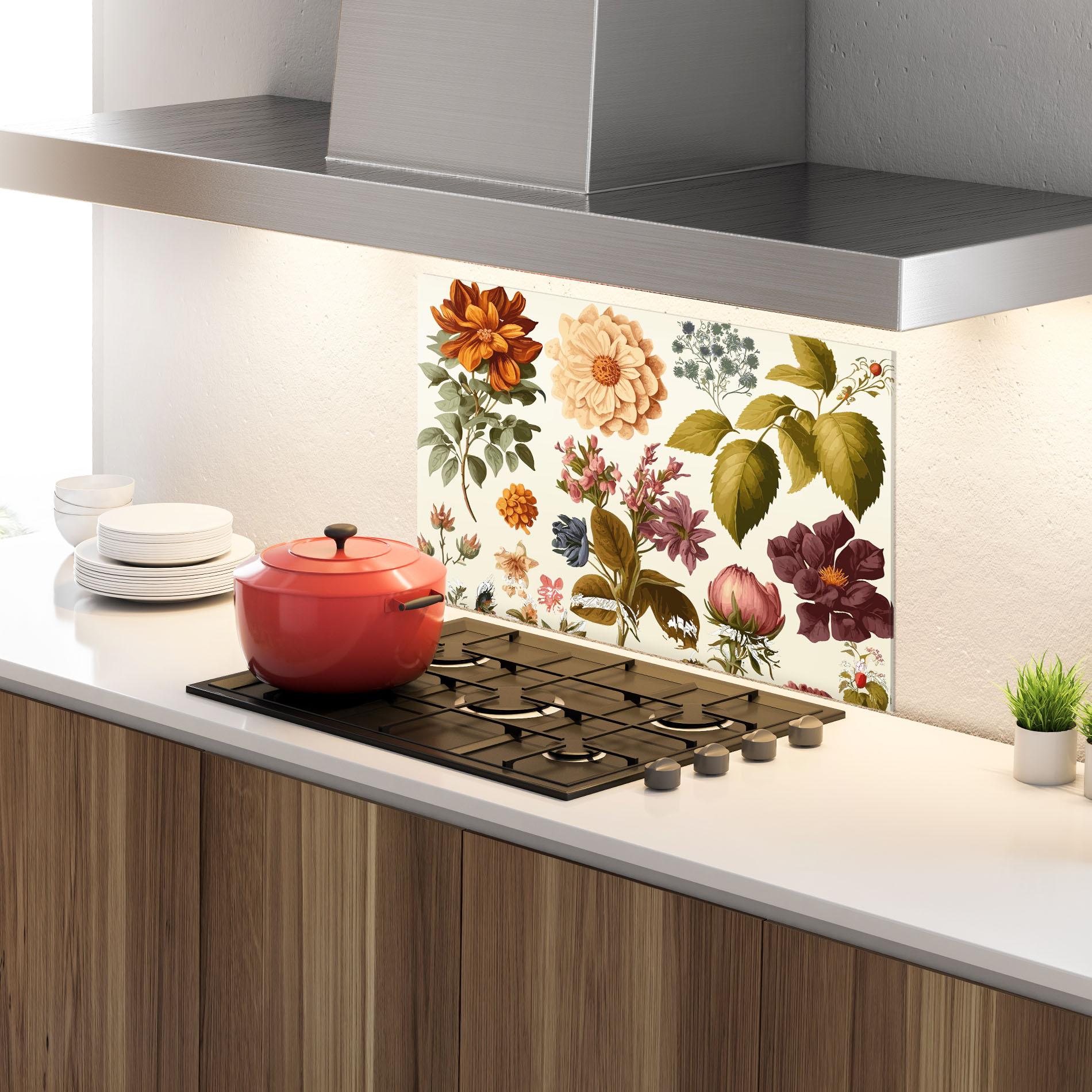 Стъклен панел за кухня Vintage Plant Collage mockup 4