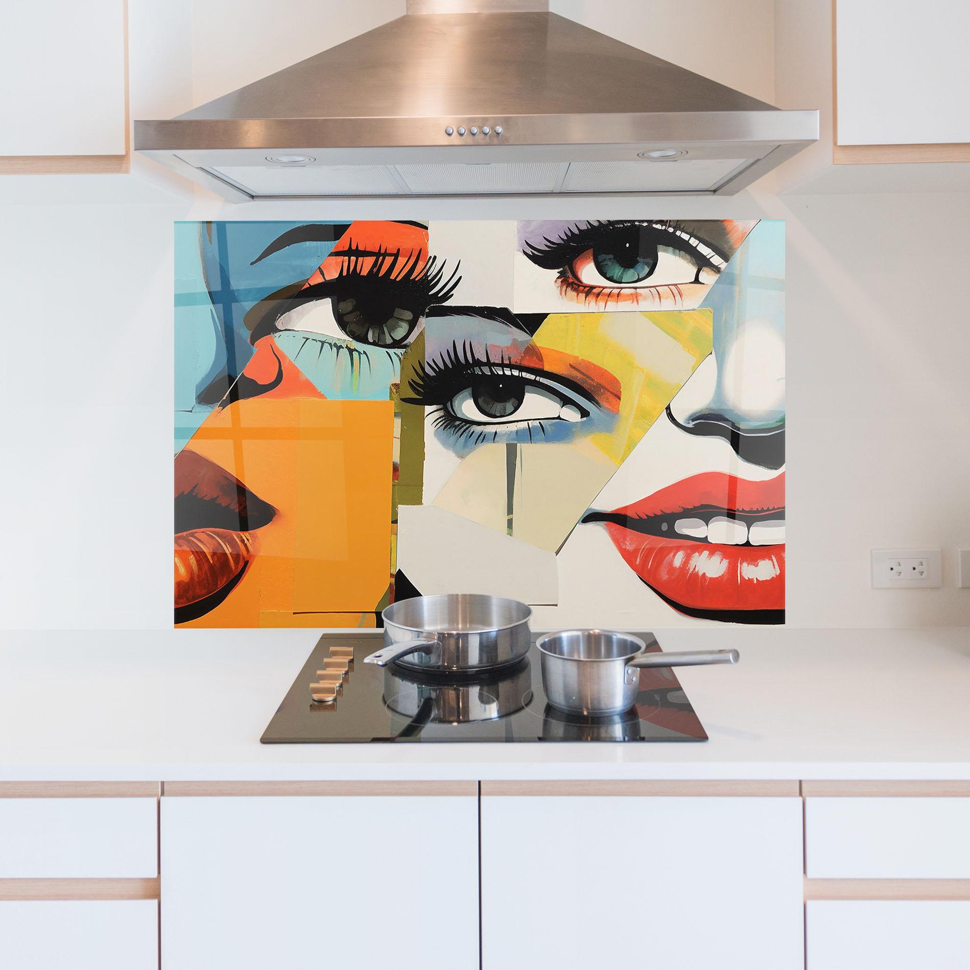 Стъклен панел за кухня Drawing Collage mockup 5