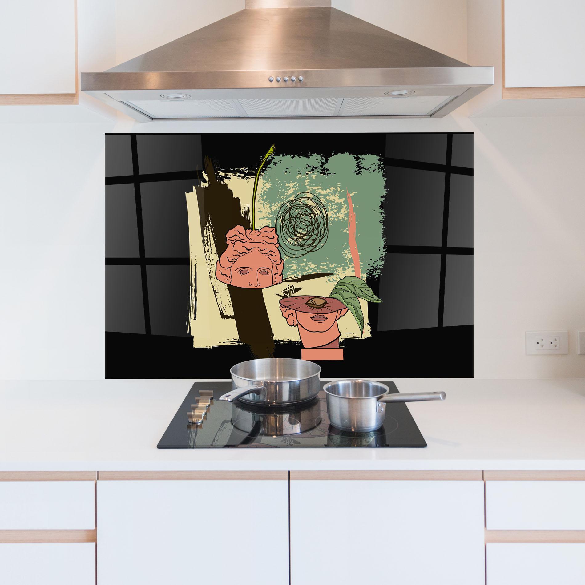 Стъклен панел за кухня Statue Fruit mockup 5