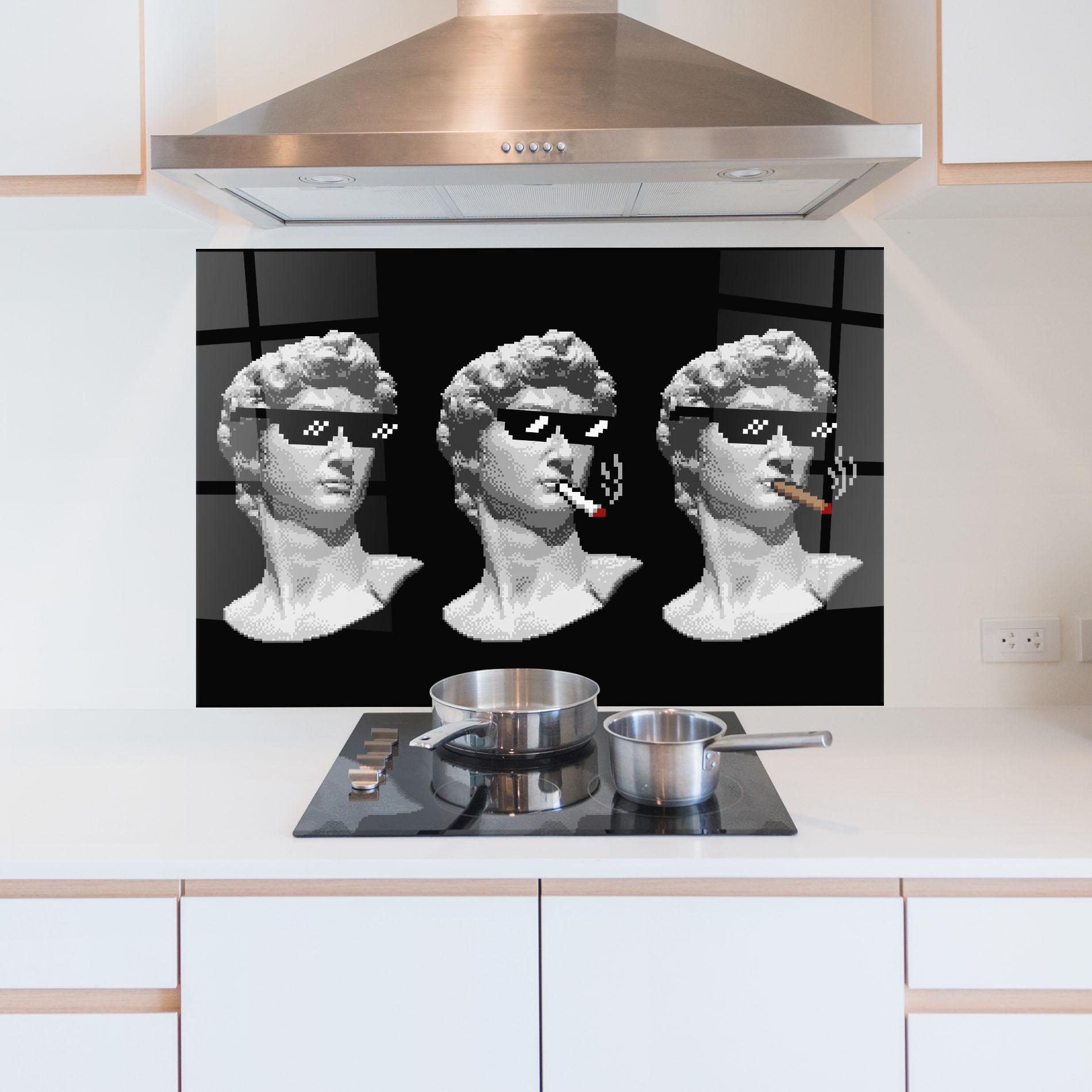 Стъклен панел за кухня Statue Smoking mockup 5