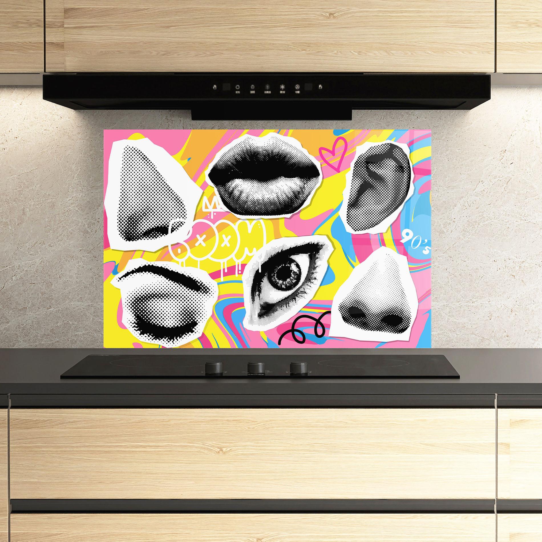 Стъклен панел за кухня Boom 90s mockup 3