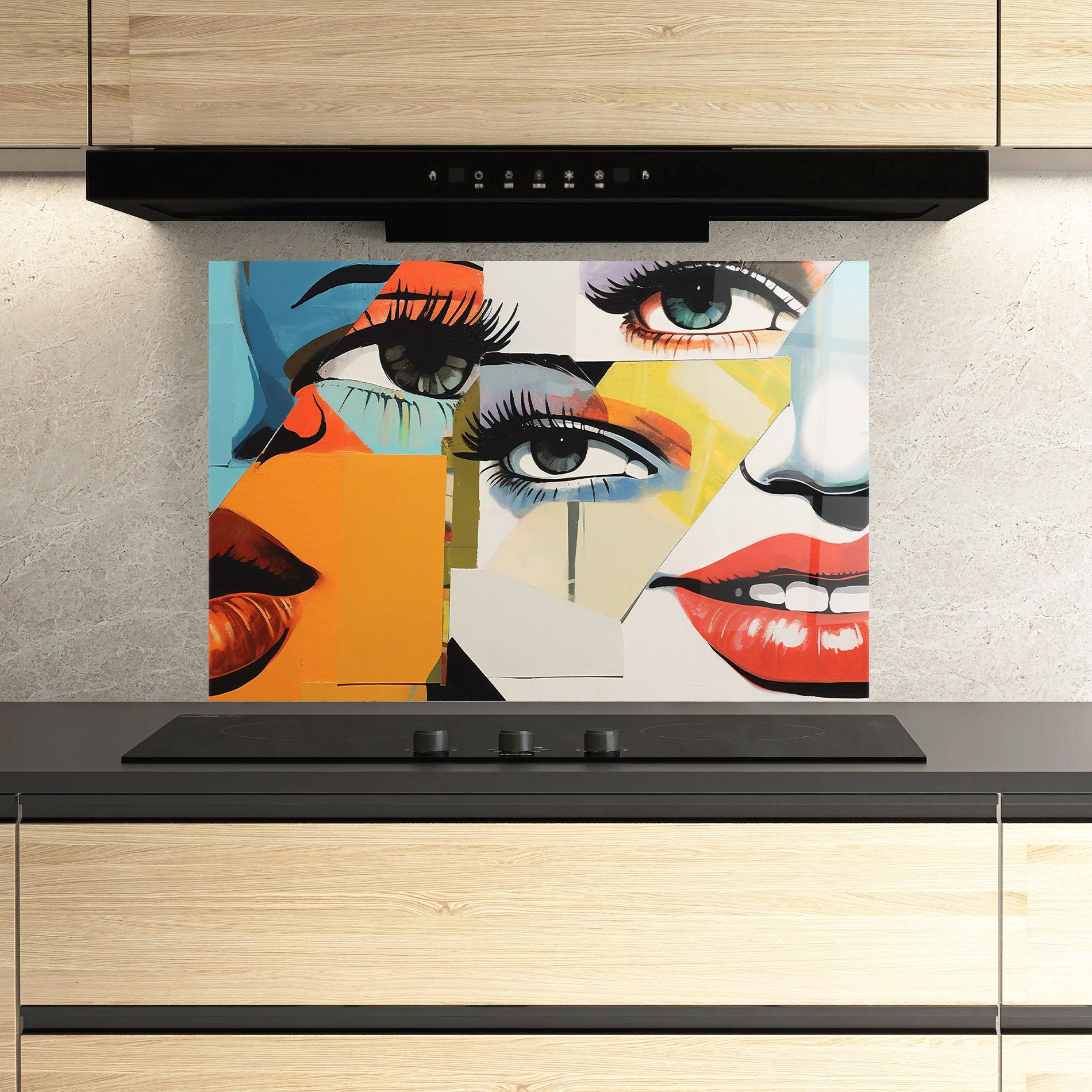 Стъклен панел за кухня Drawing Collage mockup 3