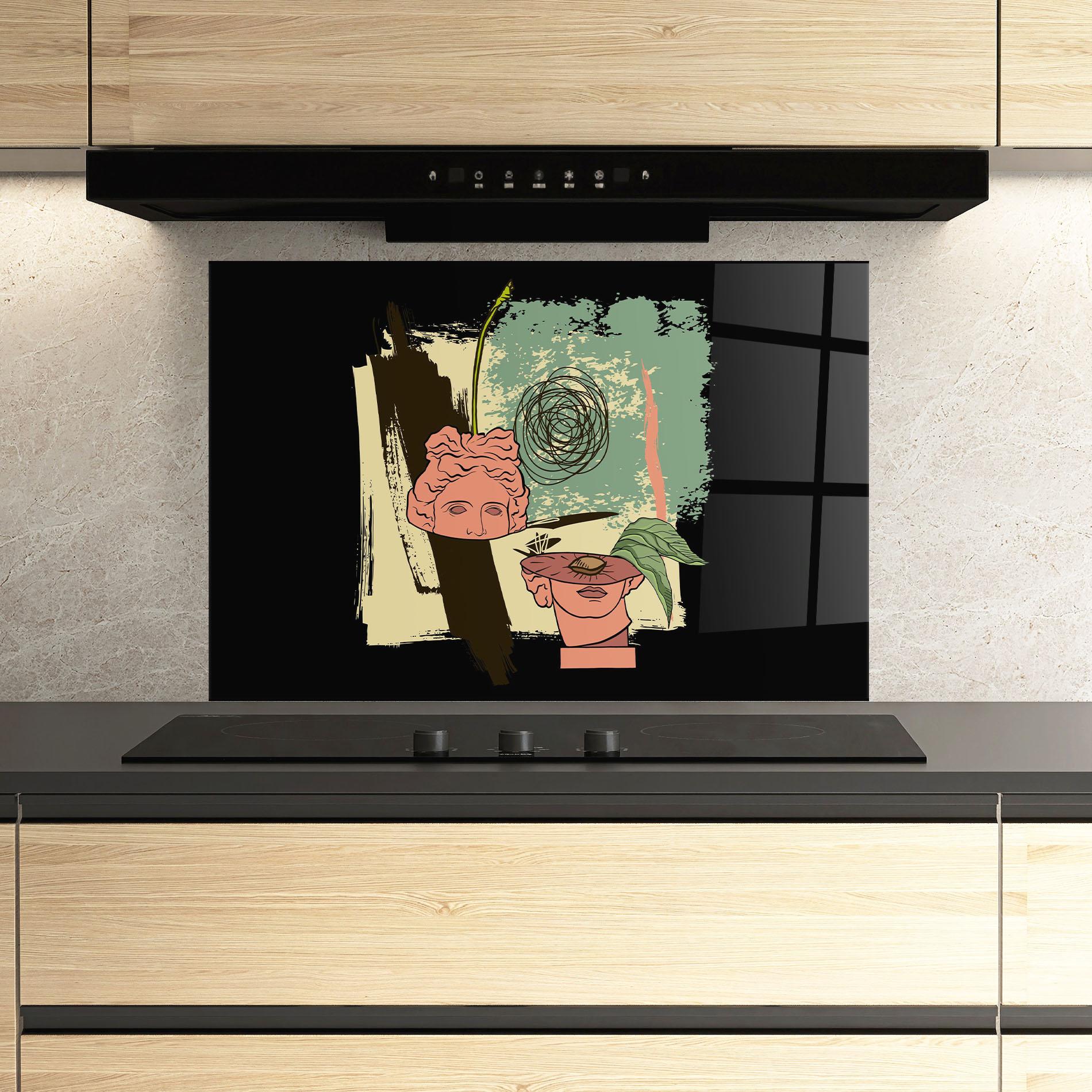 Стъклен панел за кухня Statue Fruit mockup 3