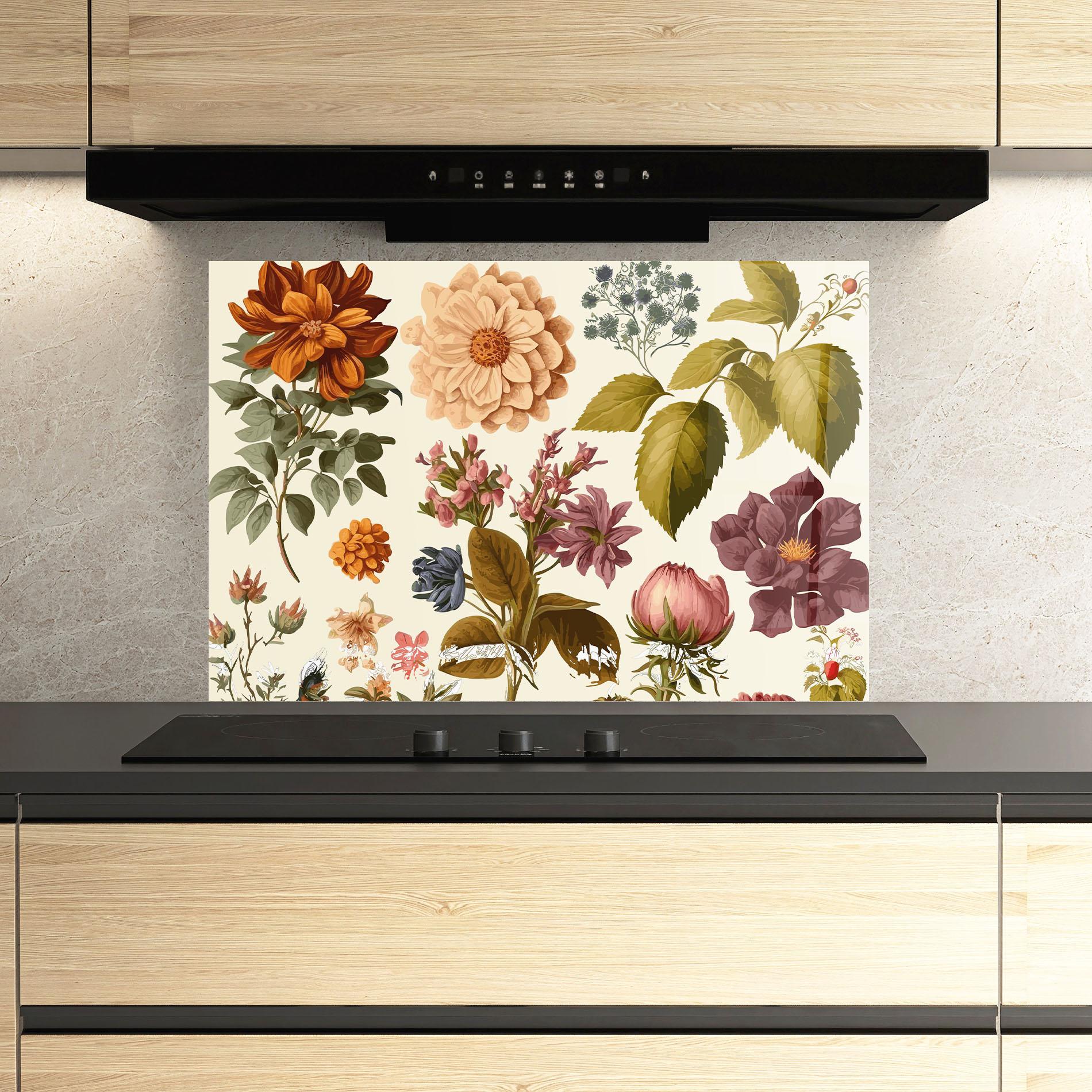 Стъклен панел за кухня Vintage Plant Collage mockup 3