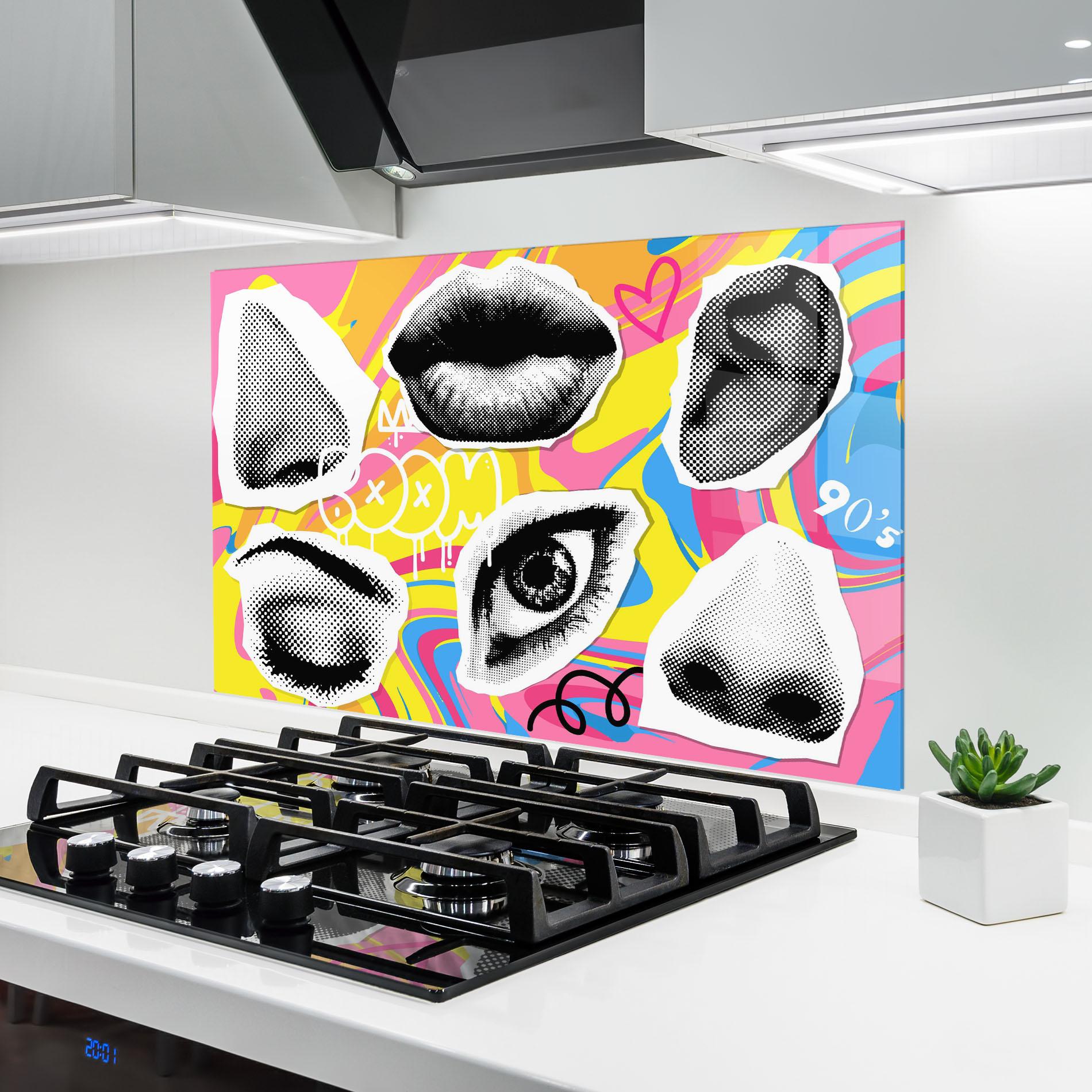 Стъклен панел за кухня Boom 90s mockup 6